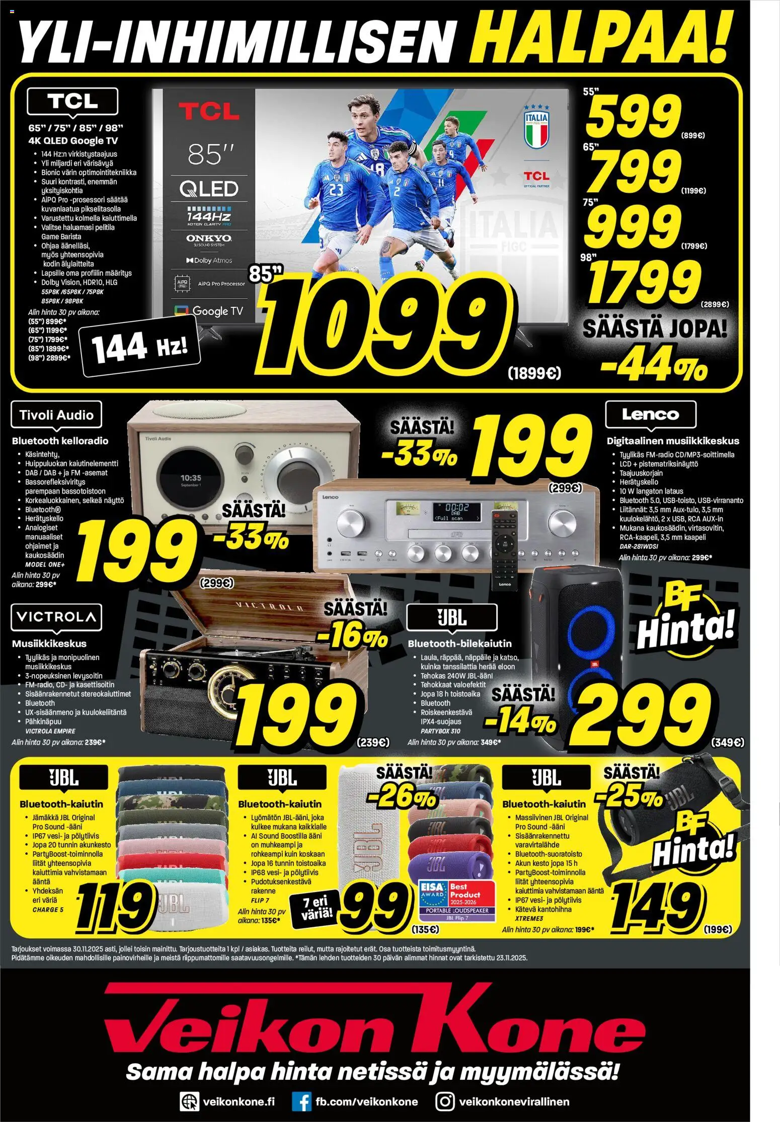 Veikon Kone - Black Friday – voimassa 24.11.2025 alkaen | Sivu: 12 | Tuotteet: Varavirtalähde, Kaukosäädin, Näyttö, TV