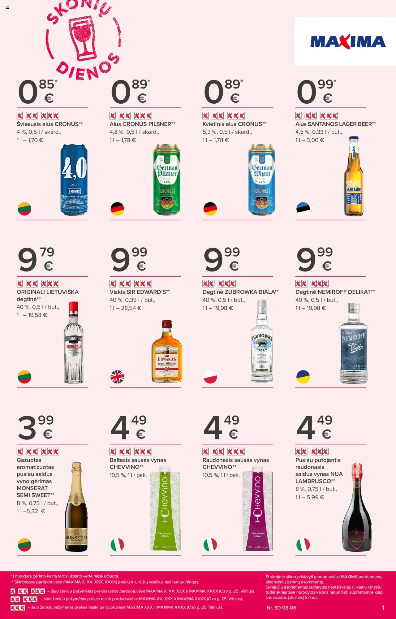 MAXIMA - Leidinys - Skonių dienos│galioja nuo 24.07.2025 | Puslapis: 1 | Prekių: Degtinė, Viskis, Vynas, Alus