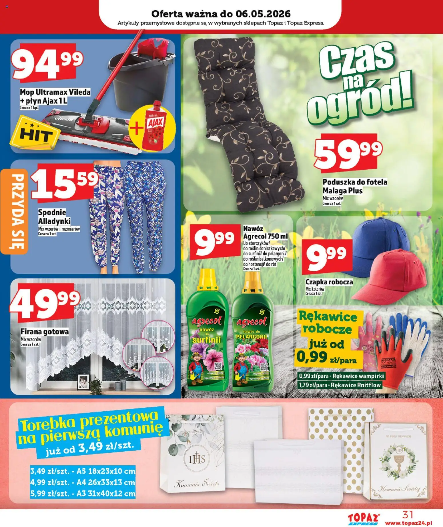 Topaz gazetka - Express od 30.04.2026 | Strona: 31 | Produkty: Spodnie, Torebka, Róż, Vileda