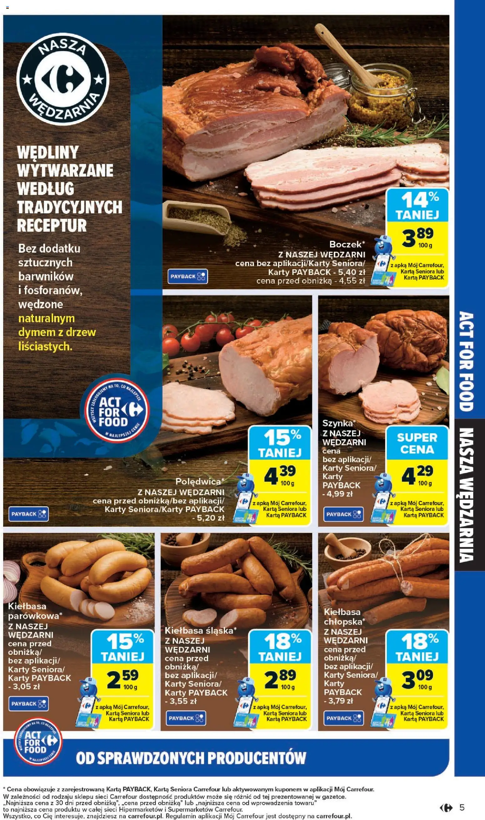 Carrefour Gazetka - Act for food od 03.11.2025 | Strona: 5 | Produkty: Kiełbasa, Karta, Szynka, Wędliny