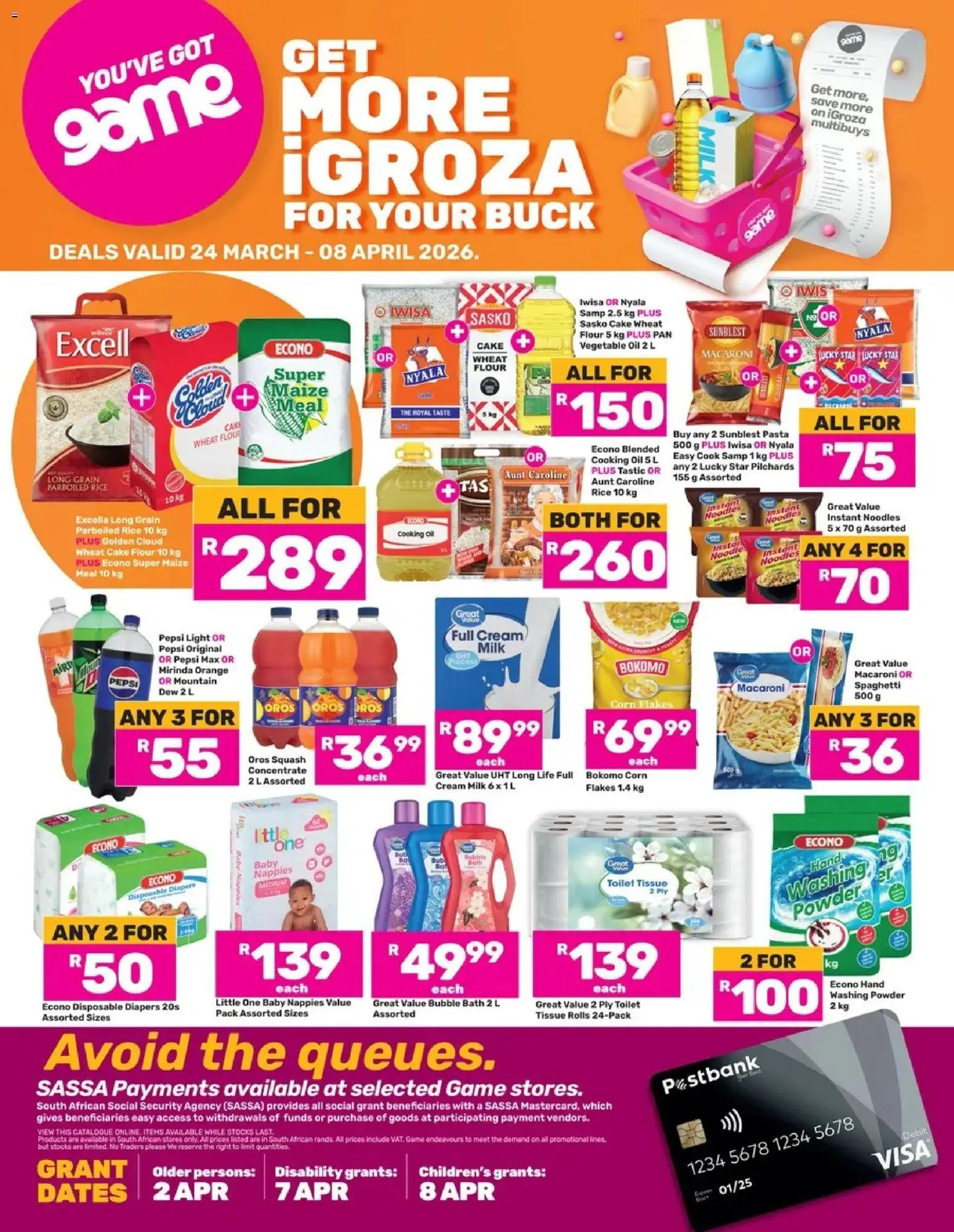 New Game catalogue – valid from 24.03.2026 | Page: 1 | Products: Pilchards, Squash, Toilet, Pasta