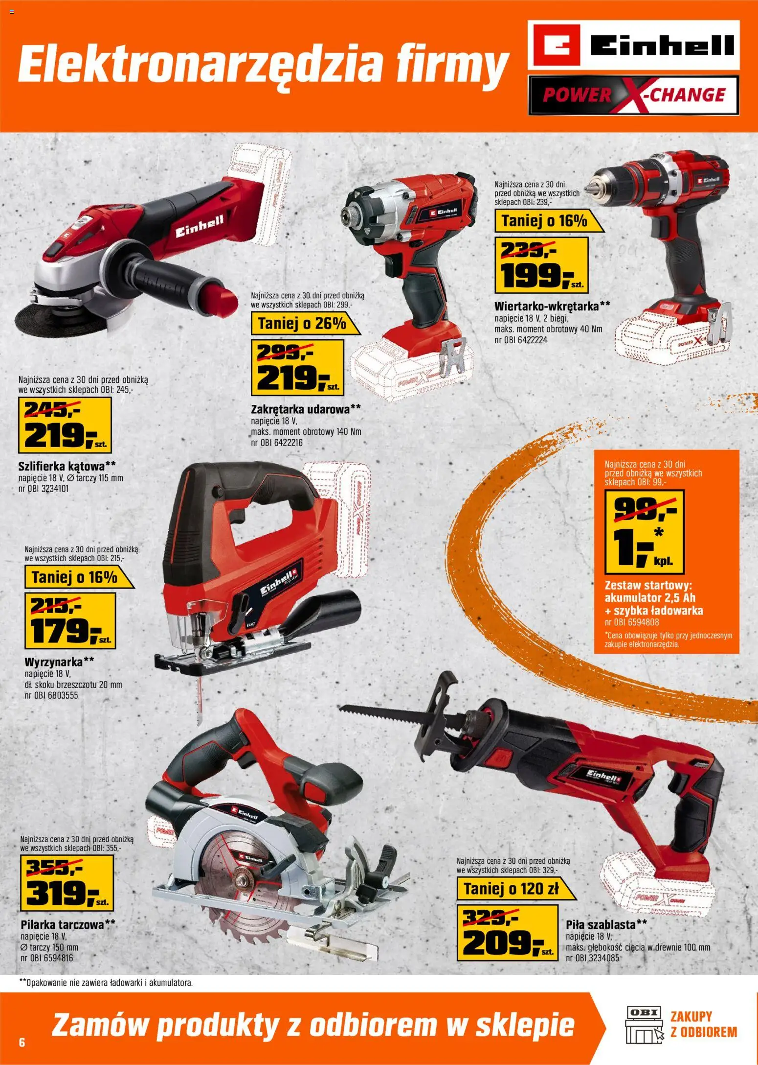 OBI gazetka od 11.03.2026 | Strona: 6 | Produkty: Ładowarka, Szlifierka