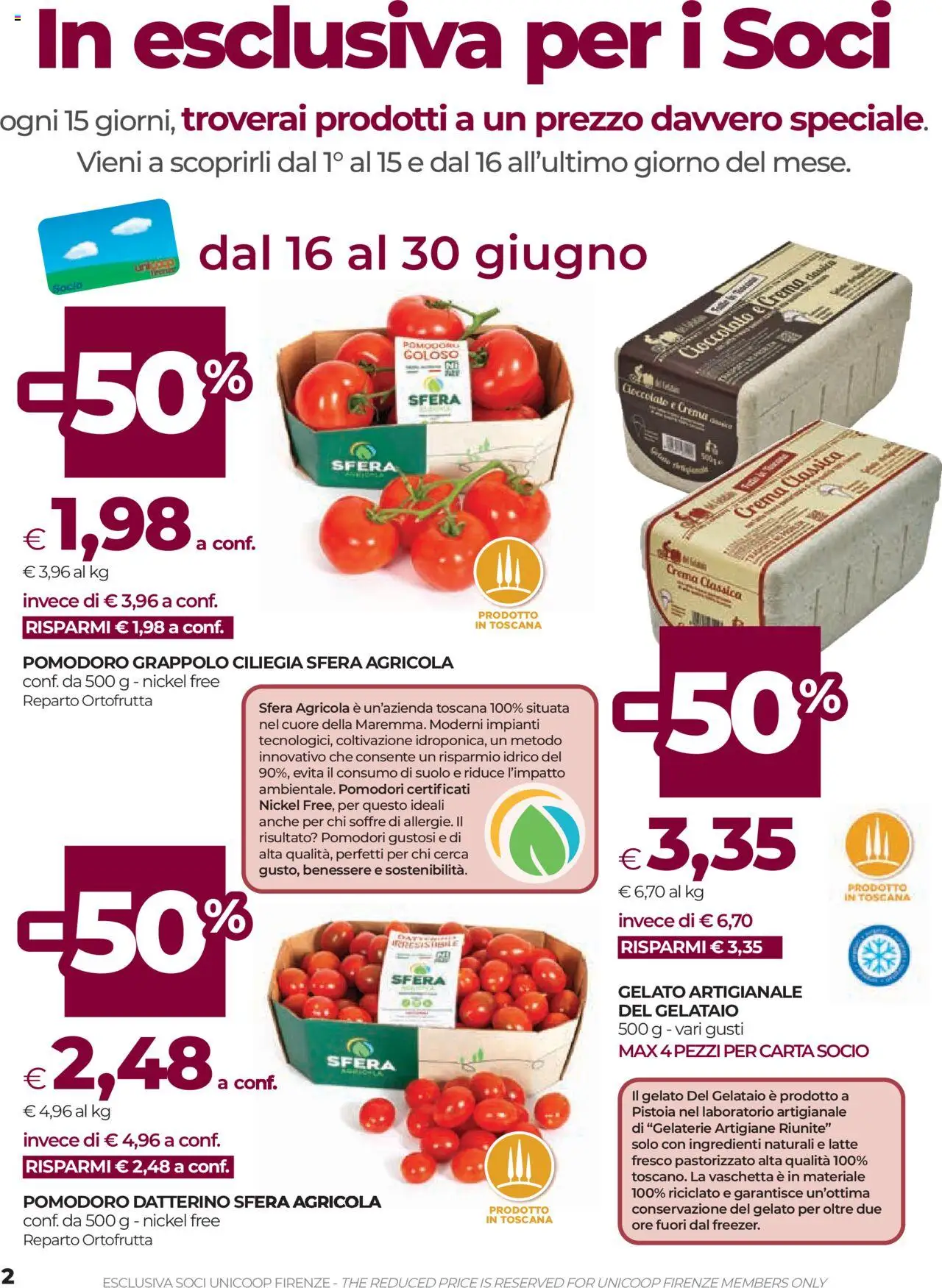 Volantino COOP del 19.06.2025 | Pagina: 2 | Prodotti: Crema, Pomodoro, Latte, Pomodori