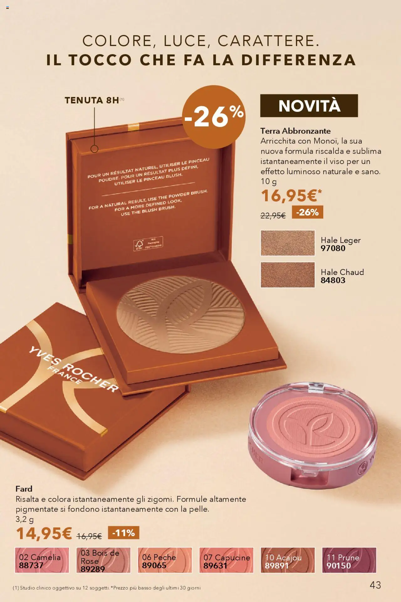 Volantino Yves Rocher del 17.10.2025 | Pagina: 43 | Prodotti: Terra abbronzante, The, Terra, Blush