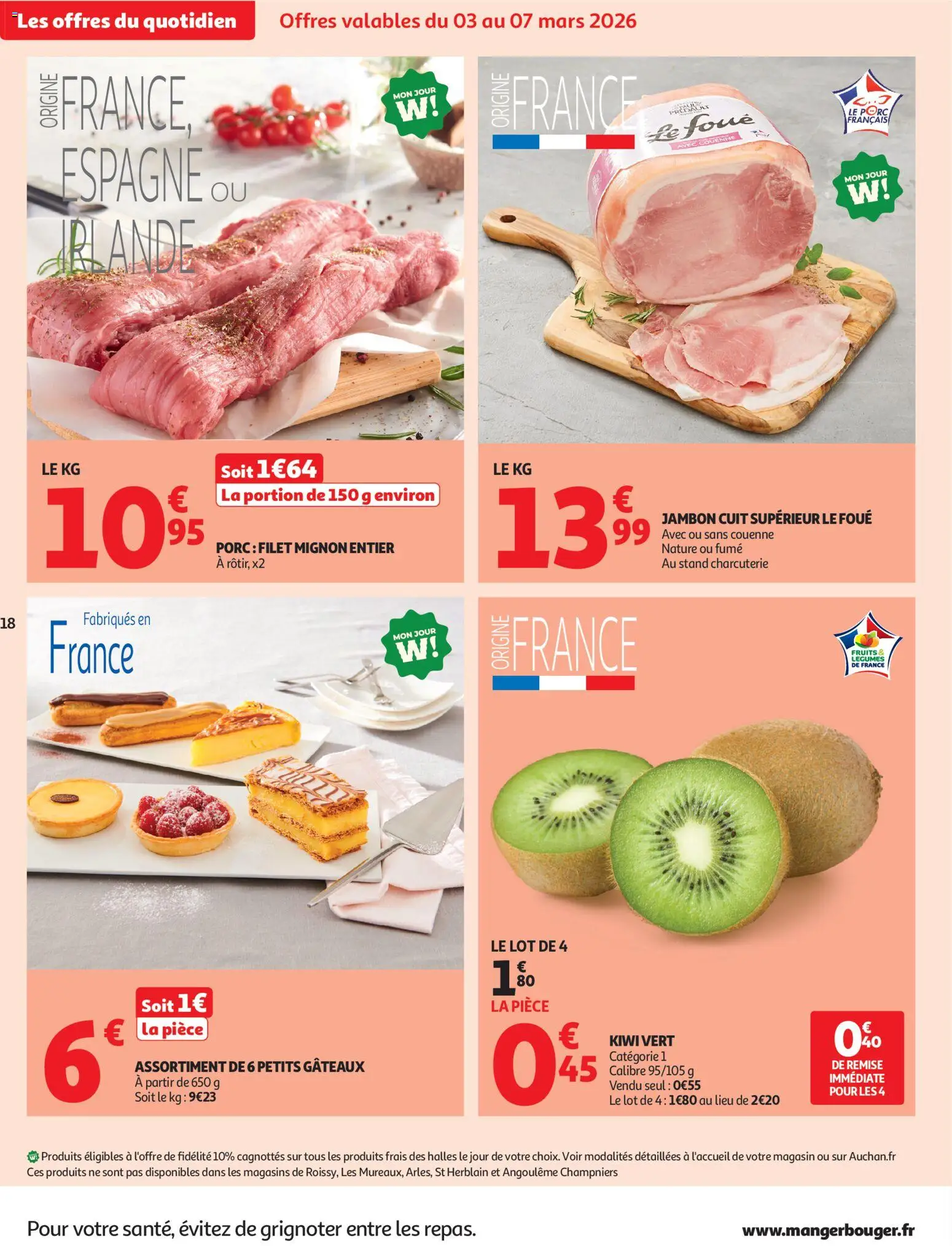 {H1} | Page: 18 | Produits: Kiwi vert, Filet mignon, Porc, Kiwi