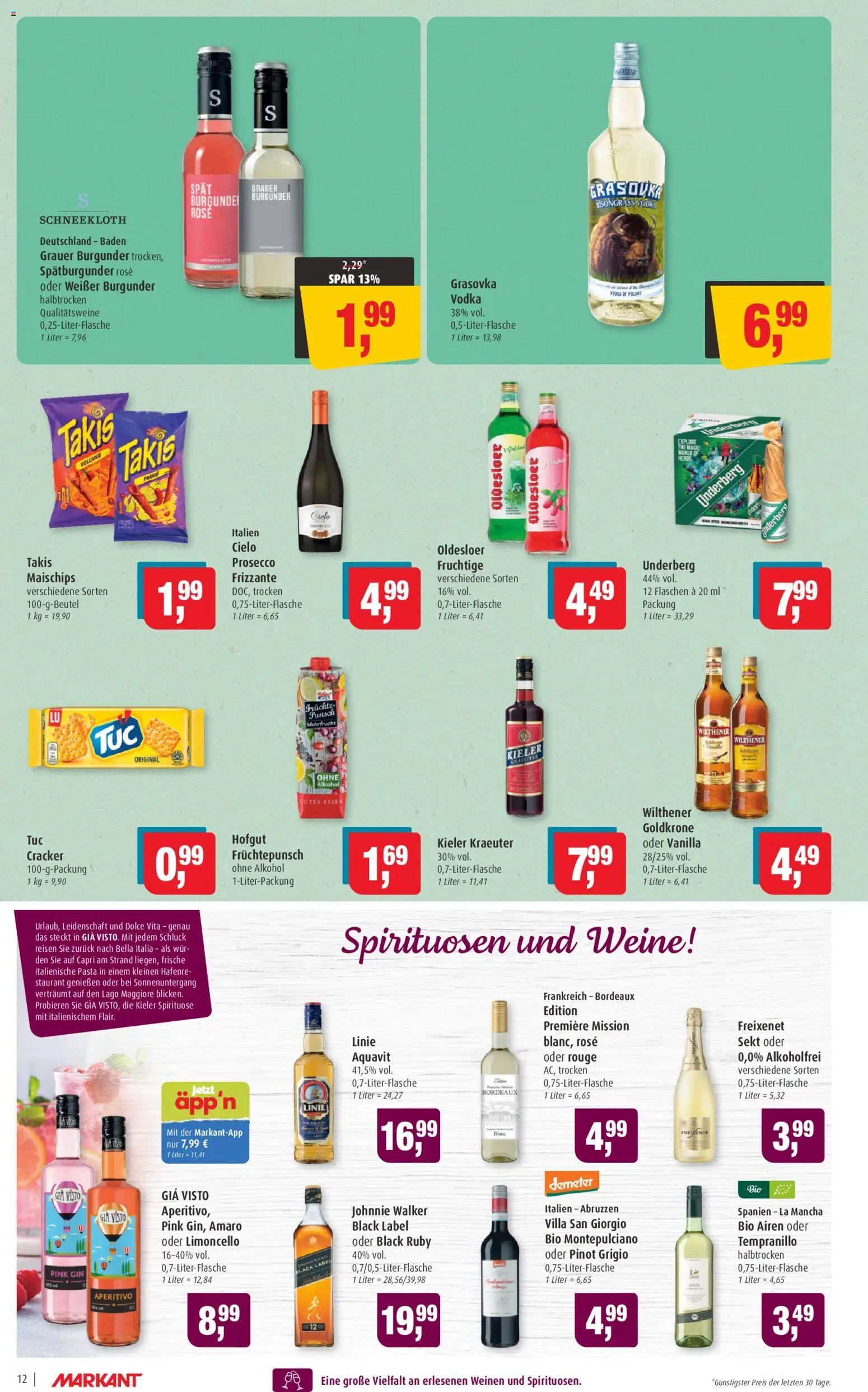 Markant Prospekt 	 – gültig ab 17.11.2025 | Seite: 12 | Produkte: Sekt, Oldesloer, Gin, Underberg