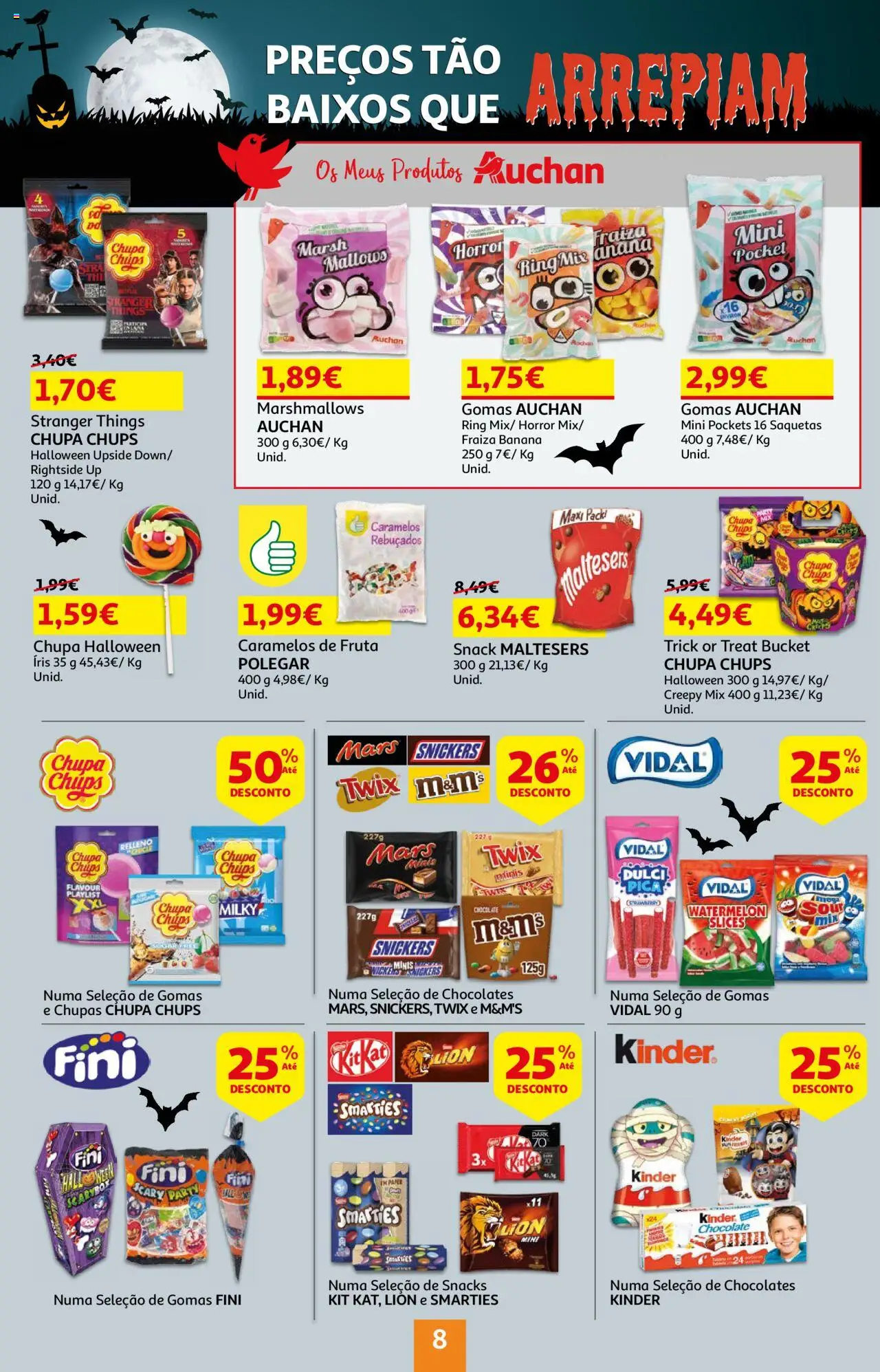 Auchan - Preços tão baixos que arrepiam │ válido de 16.10.2025 | Página: 8 | Produtos: Chocolates, Rebuçados, Chocolate, Gomas