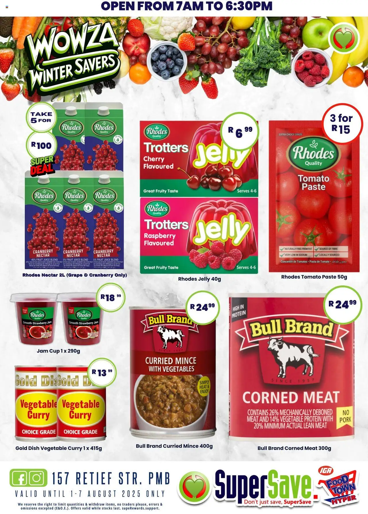 Super Save Specials │ valid from 01.08.2025 | Page: 32 | Products: Corned meat, Jam, Vegetables, Fruit
