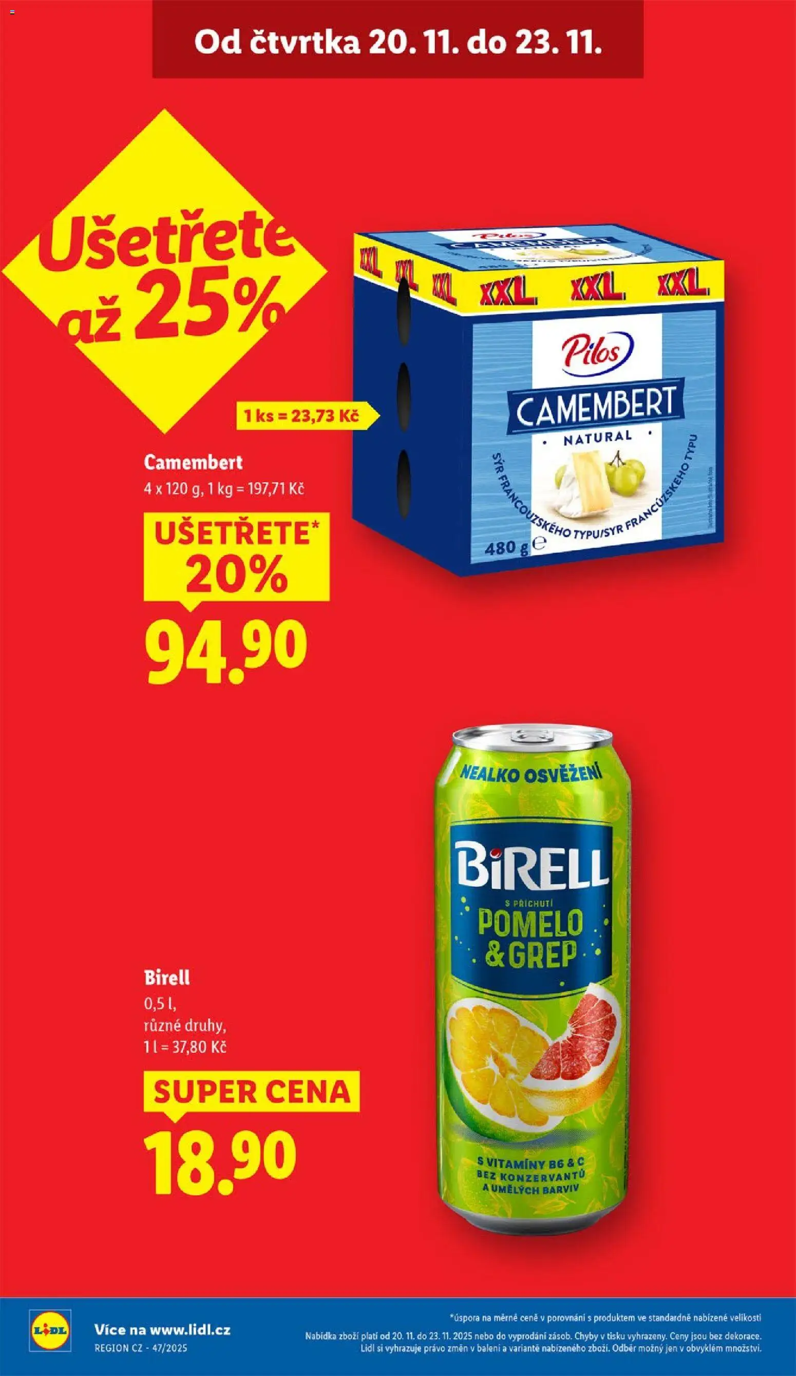 Lidl Black Friday od 20.11.2025 | Strana: 4 | Produkty: Pomelo, Birell, Grep, Camembert