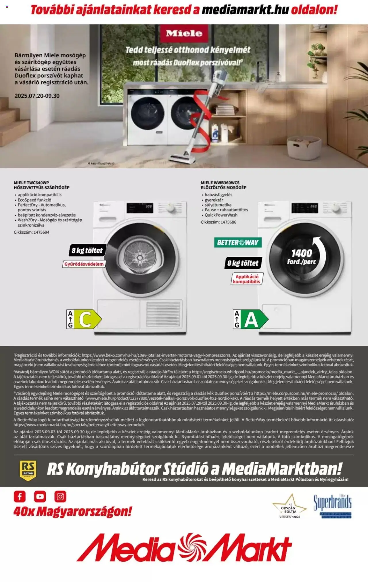 Media Markt akciós ujság - amely érvényes a következő dátumtól: 03.09.2025 | Oldal: 16 | Termékek: Mosógép, Szárítógép, Elöltöltős mosógép, Miele
