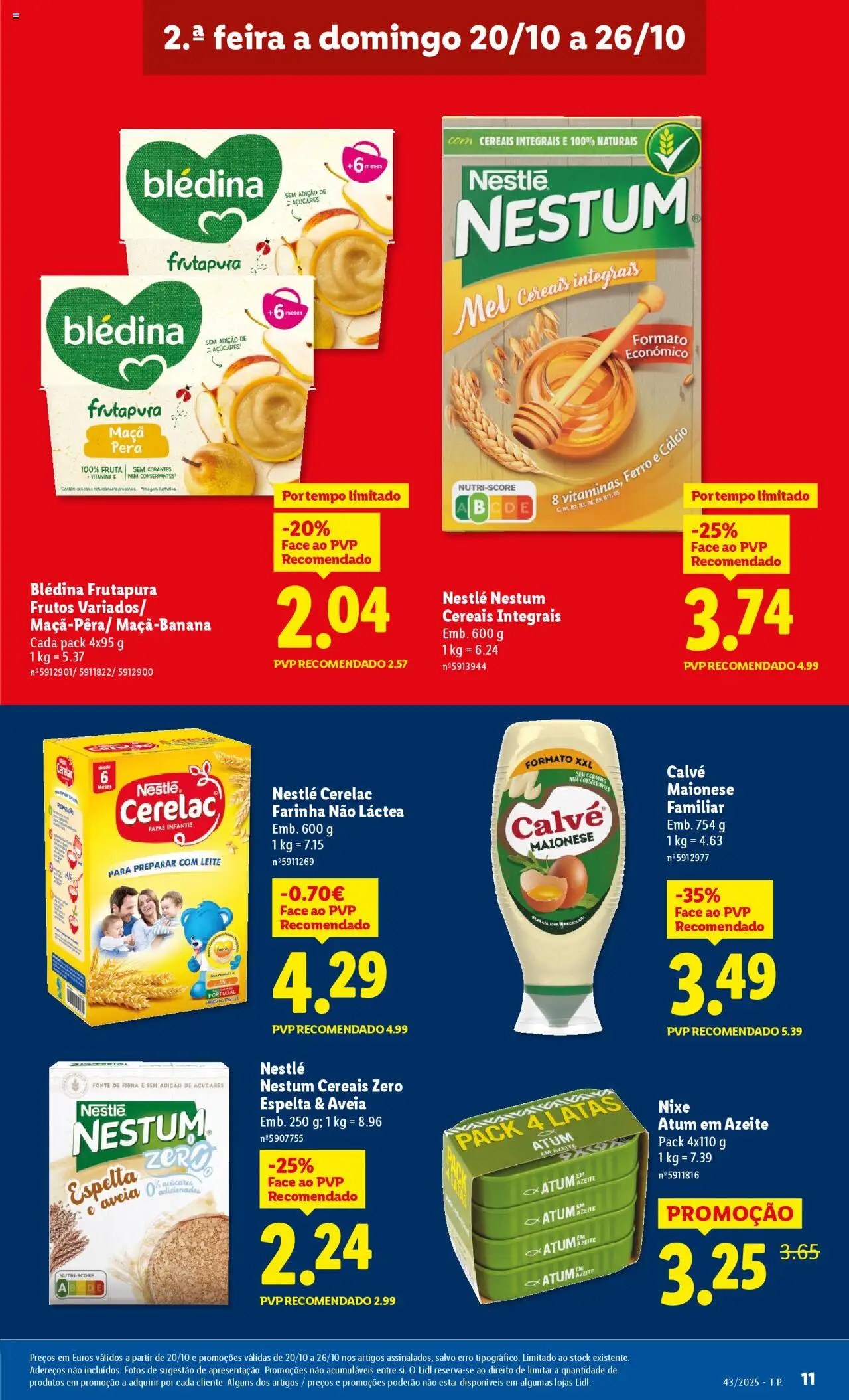 Lidl folheto │ válido de 20.10.2025 | Página: 11 | Produtos: Aveia, Atum, Cálcio, Cereais