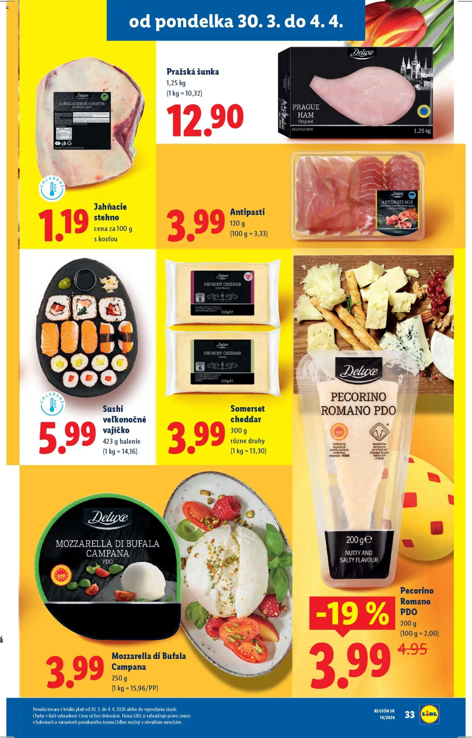 Nové Lidl akcie – leták je platný od 30.03.2026 | Strana: 41 | Produkty: Šunka, Mozzarella, Sushi
