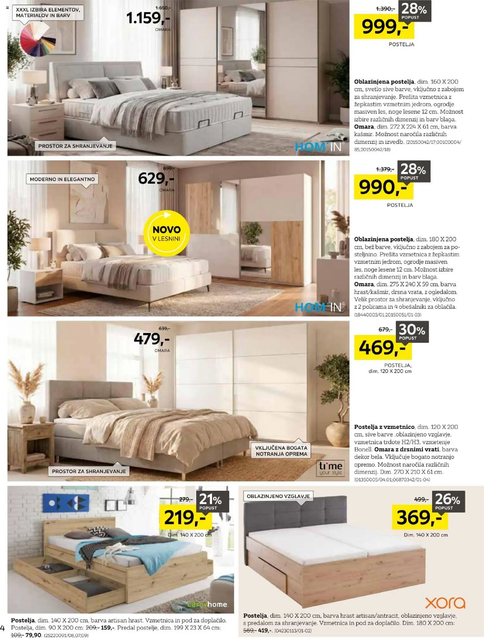 Novi XXXL Lesnina katalog ponudbe – veljaven od 16.03.2026 | Stran: 4 | Izdelki: Postelja, Vzmetnica, Omara, Barva