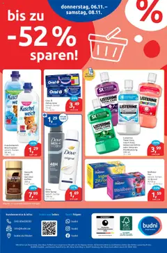 Budni Prospekt 	 ab 03.11.2025 gültig | Seite: 8 | Produkte: Kuschelweich, Weichspüler, Deospray, Listerine