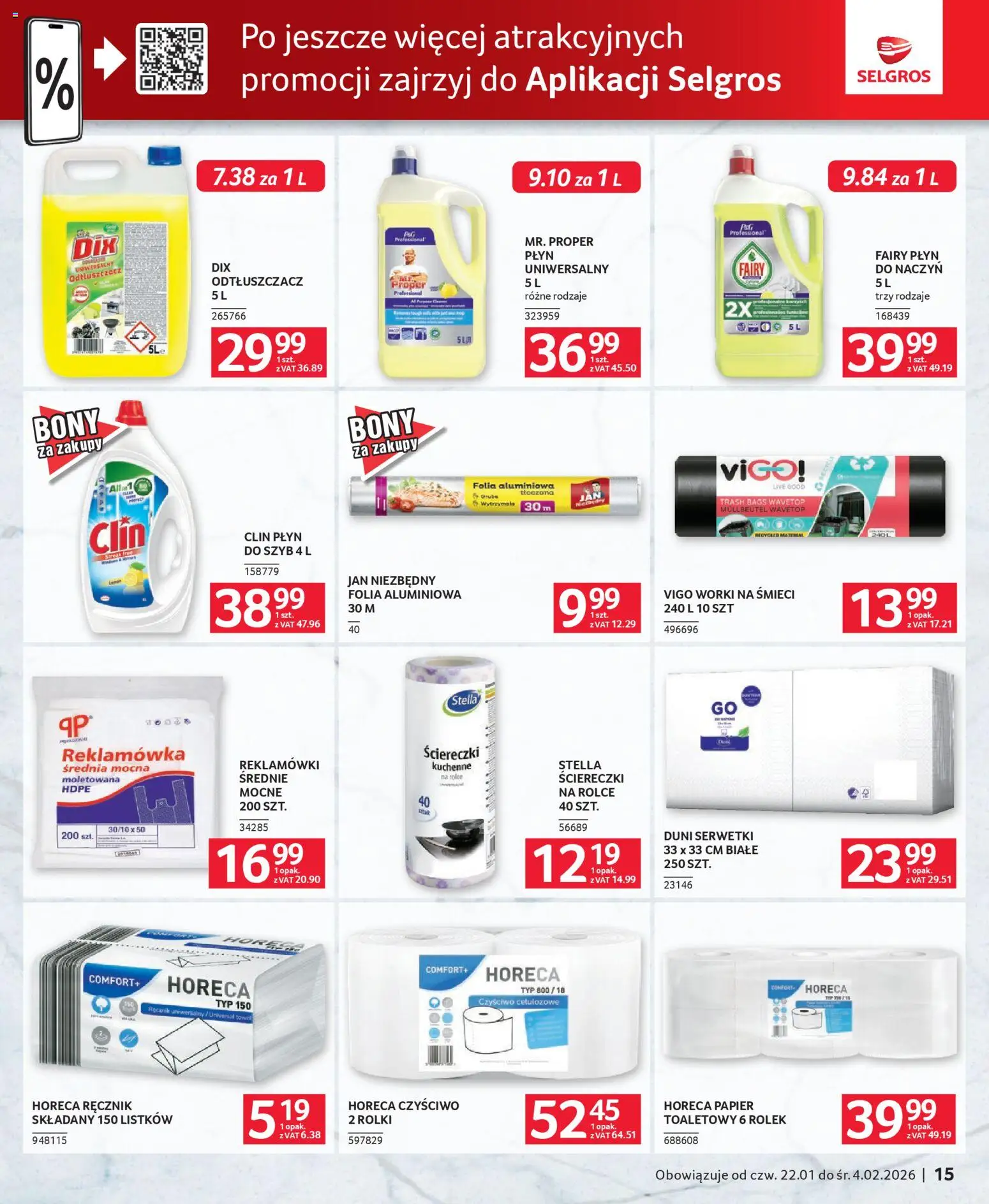 Selgros cash&carry Gazetka - Oferta dla gastronomii od 22.01.2026 | Strona: 15 | Produkty: Rolki, Fairy