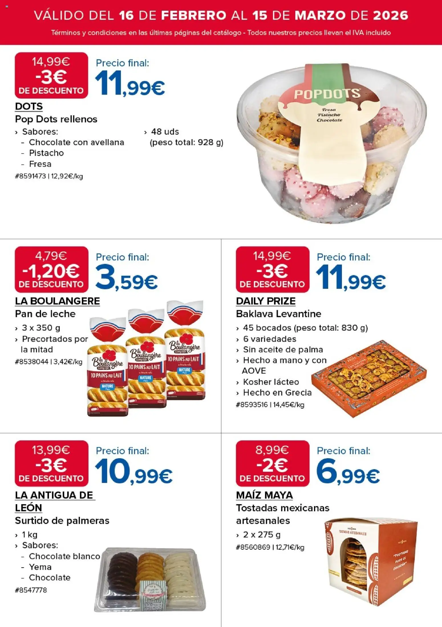 Costco catálogo │ válido desde el 16.02.2026 | Página: 6 | Productos: Leche, Palmeras, Pan de leche, Peso