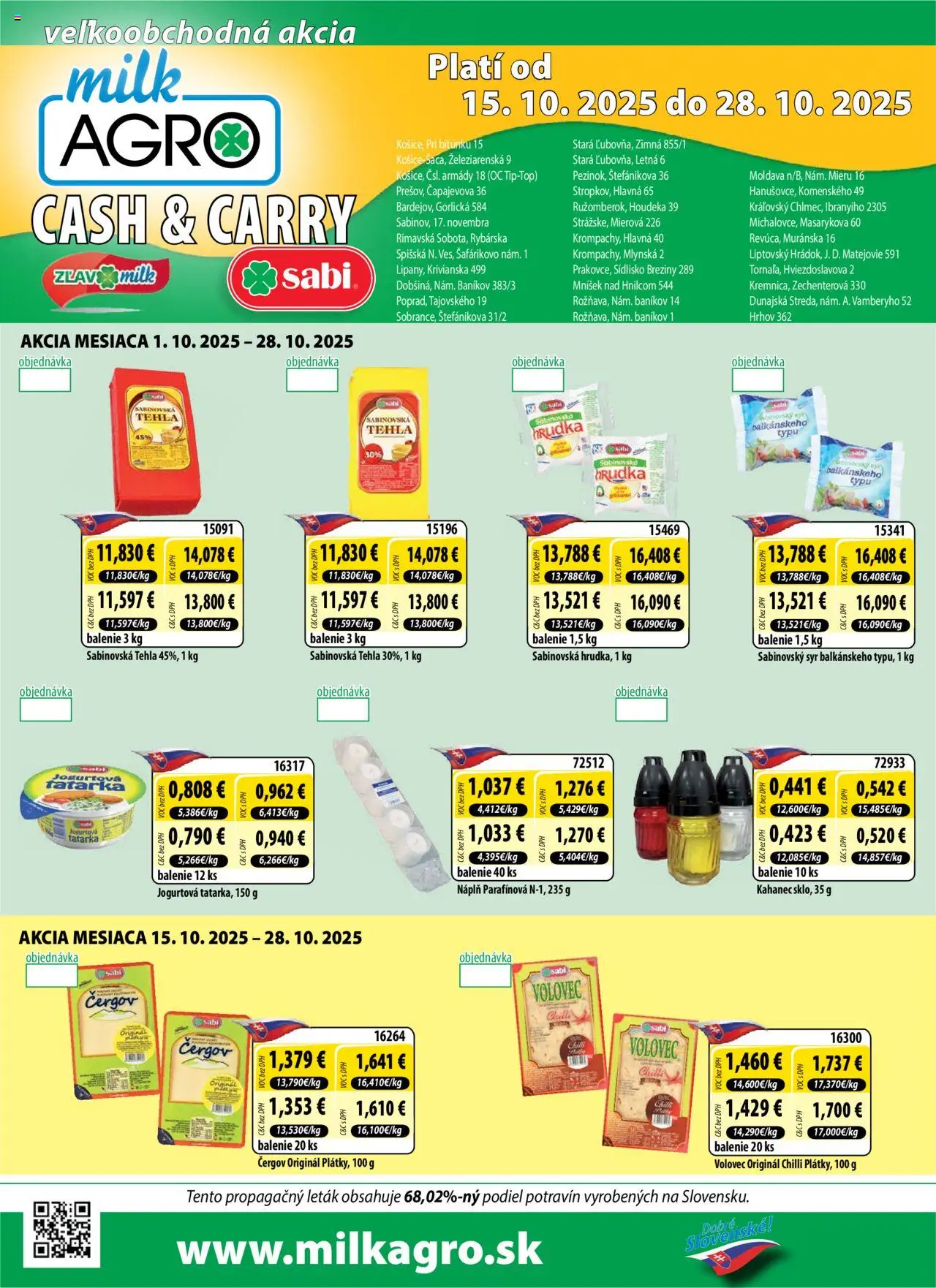 Nové Milk Agro akcie – leták je platný od 15.10.2025 | Strana: 1 | Produkty: Syr, Chilli