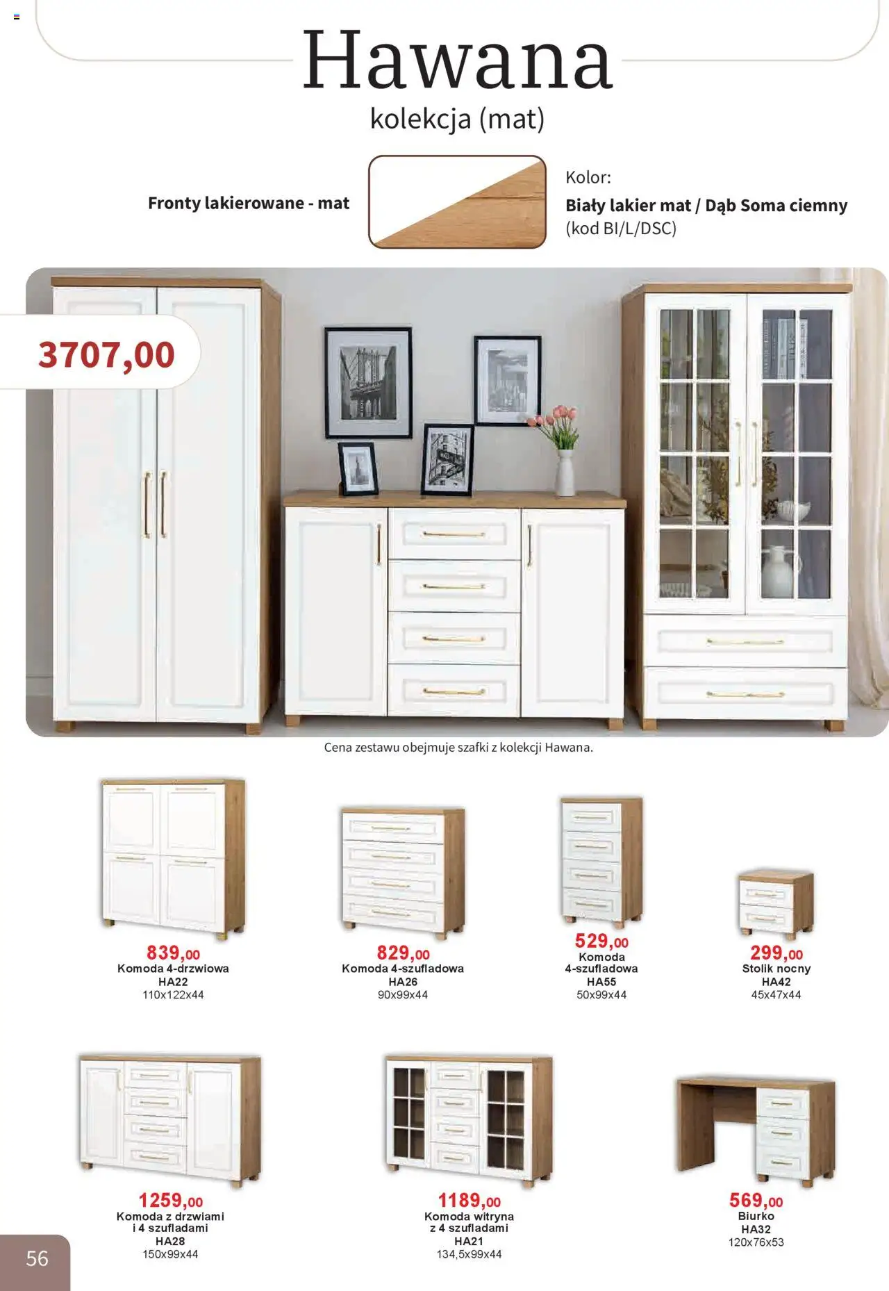 Bodzio Katalog od 01.10.2025 | Strona: 56 | Produkty: Komoda, Stolik nocny, Biurko, Witryna