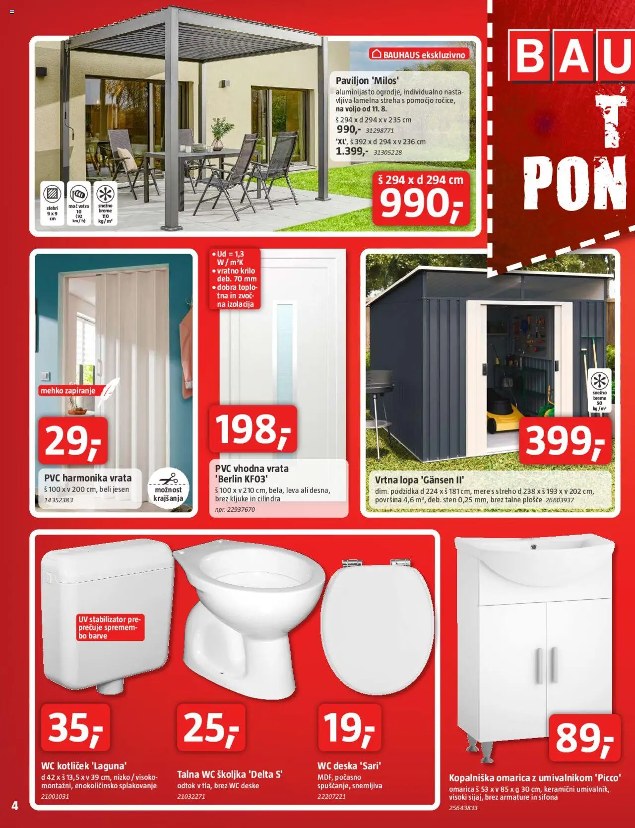 Bauhaus katalog │ velja od 31.07.2025 | Stran: 4 | Izdelki: Paviljon, WC deska, Krilo, Omarica