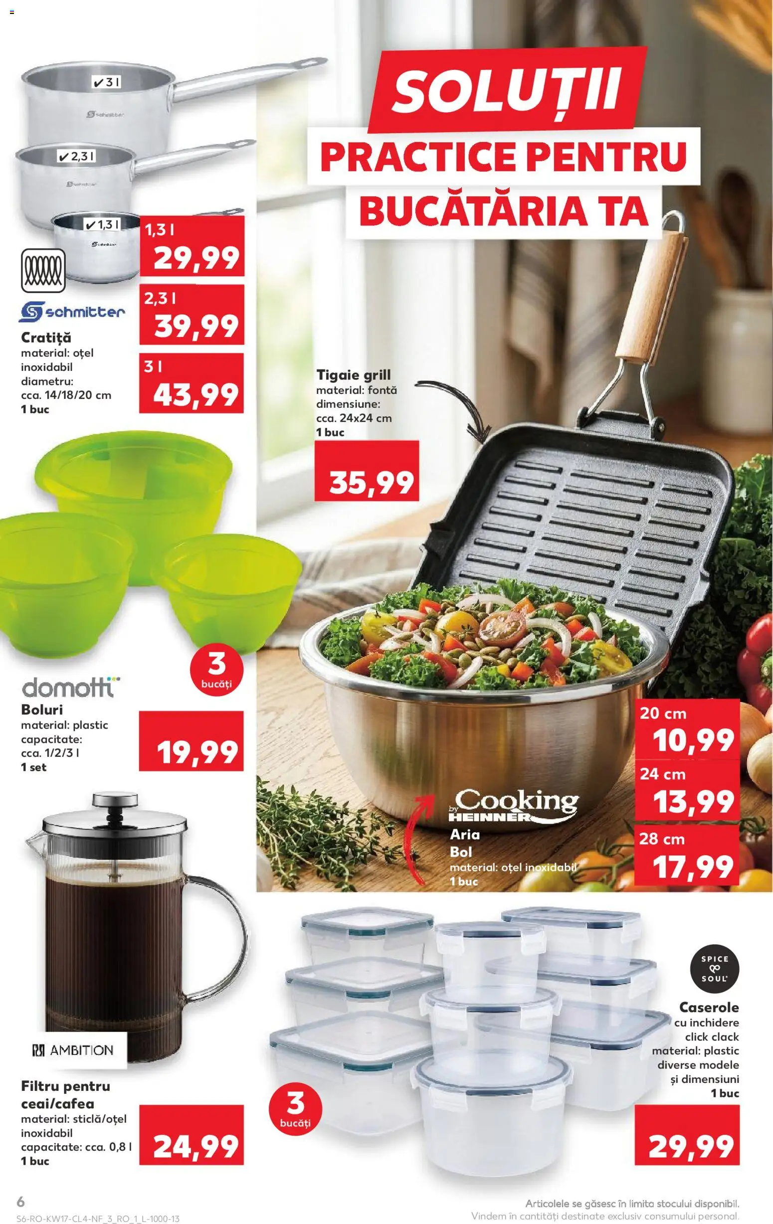 Noul catalog Kaufland – valabil de la 22.04.2026 | Pagină: 6 | Produse: Tigaie, Caserole, Grill, Bol