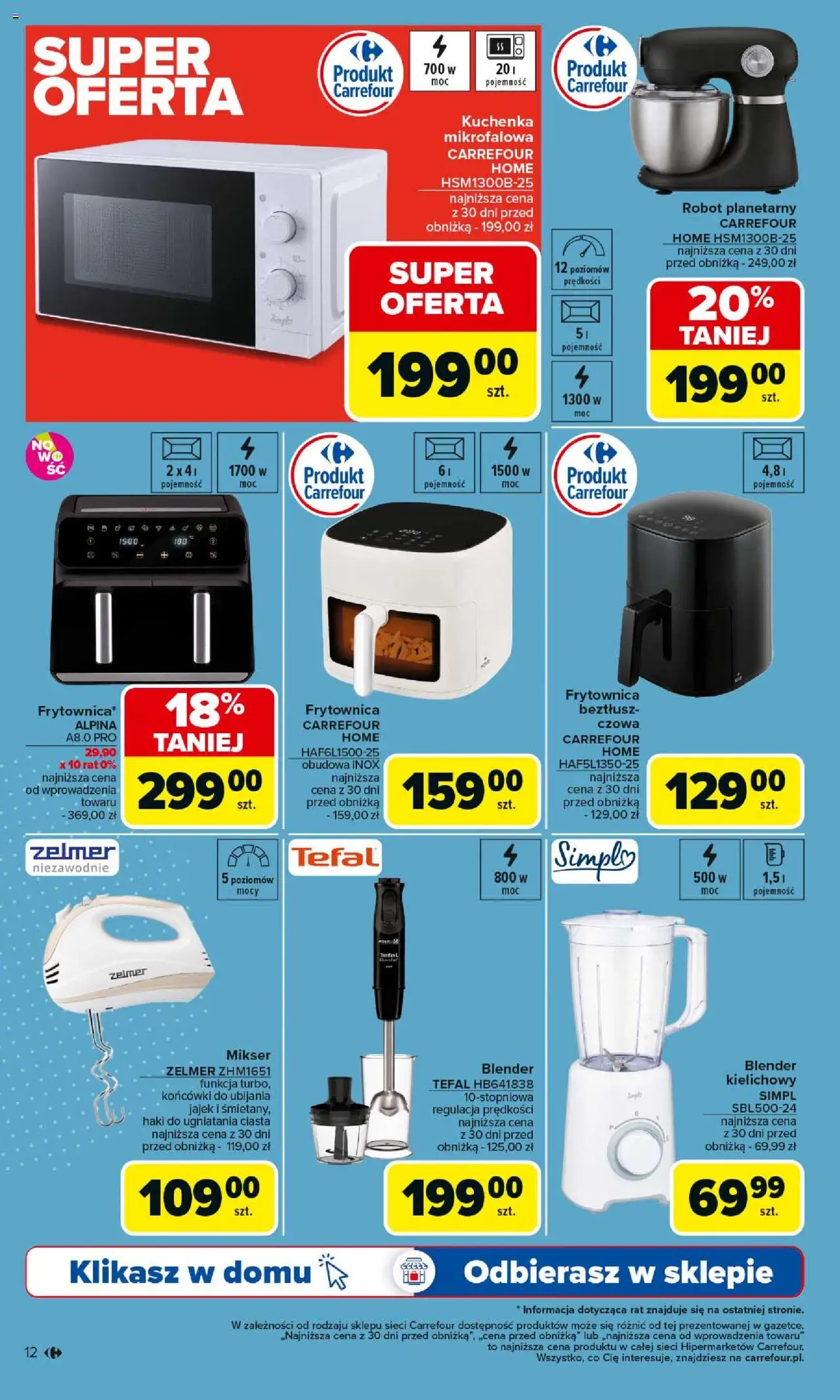 Carrefour Gazetka - Multimedia od 18.08.2025 | Strona: 12 | Produkty: Kuchenka mikrofalowa, Kuchenka, Mikser, Tefal