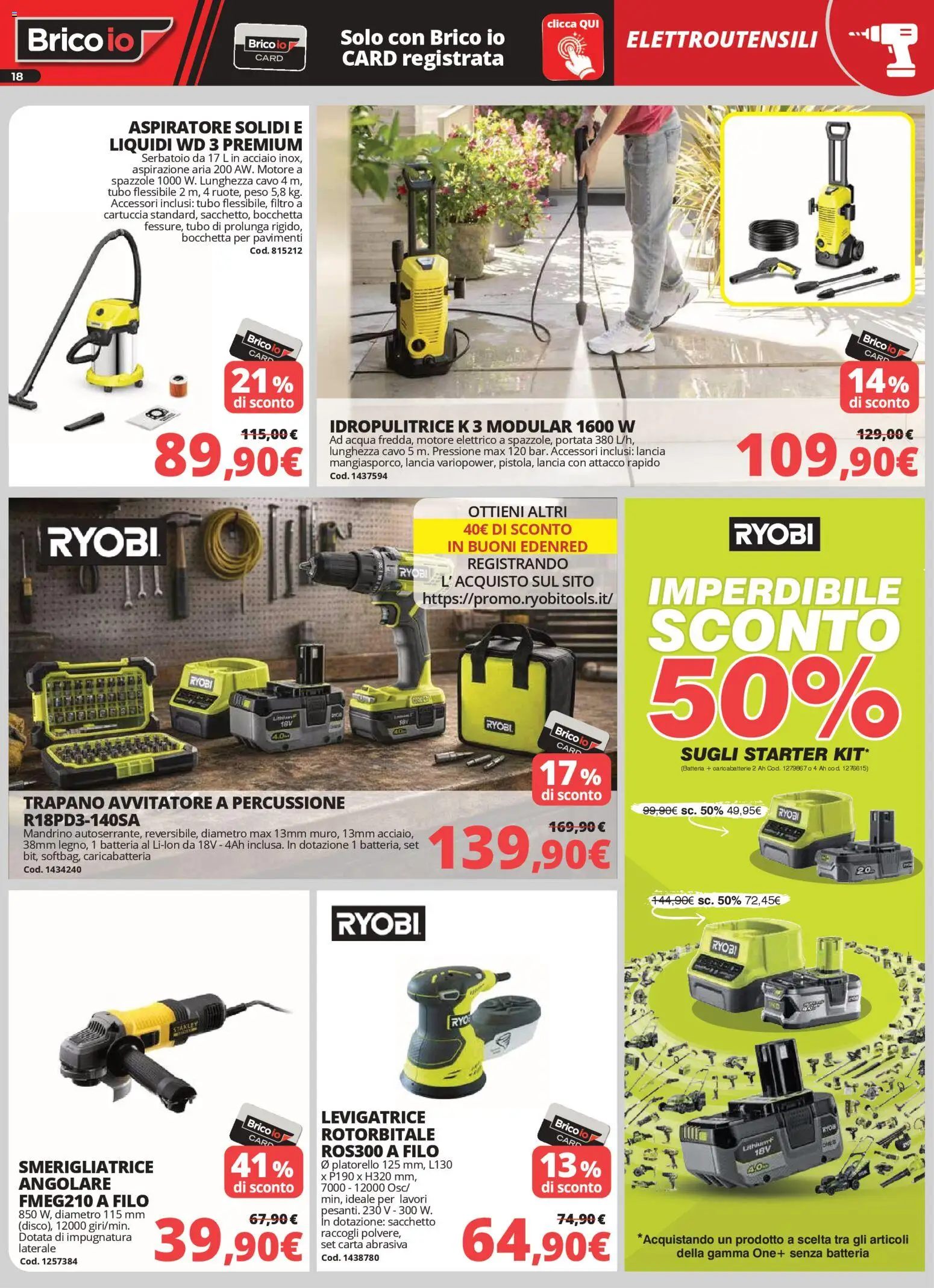 Volantino Brico io del 02.04.2026 | Pagina: 18 | Prodotti: Avvitatore, Acqua, Idropulitrice, Smerigliatrice