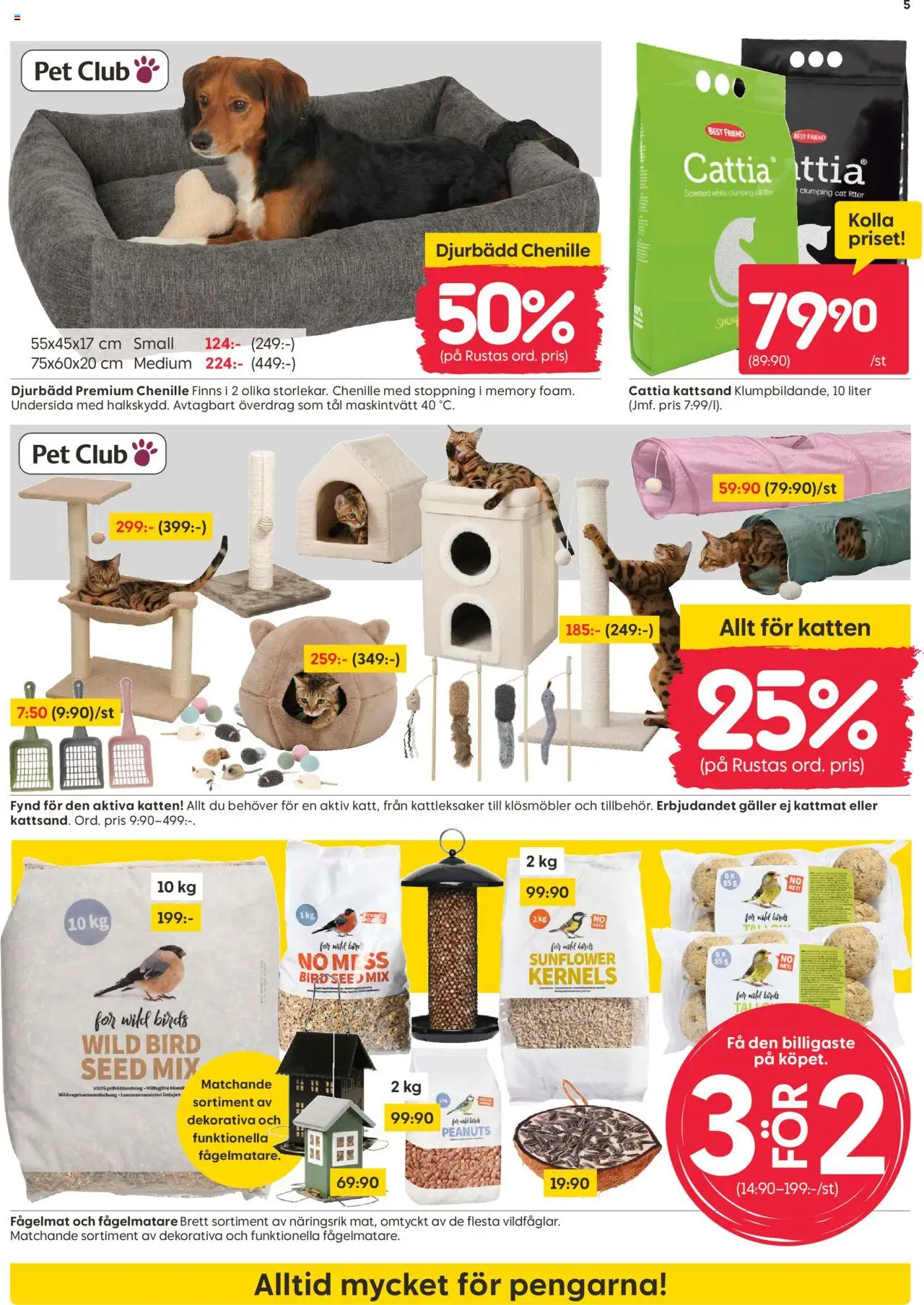 Rusta reklamblad aktuell från 06.10.2025 | Sida: 5 | Produkter: Fågelmat, Galler, Fågelmatare, Kattmat
