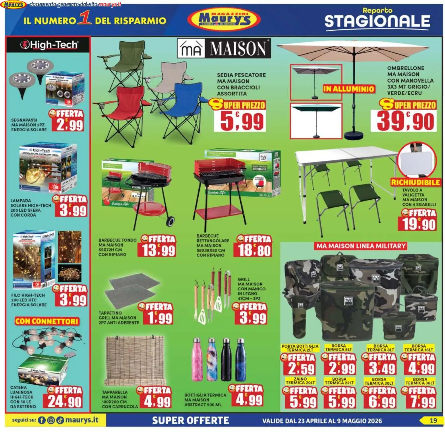 Volantino Maury's del 23.04.2026 | Pagina: 19 | Prodotti: Ripiano, Barbecue, Borsa termica, Borsa