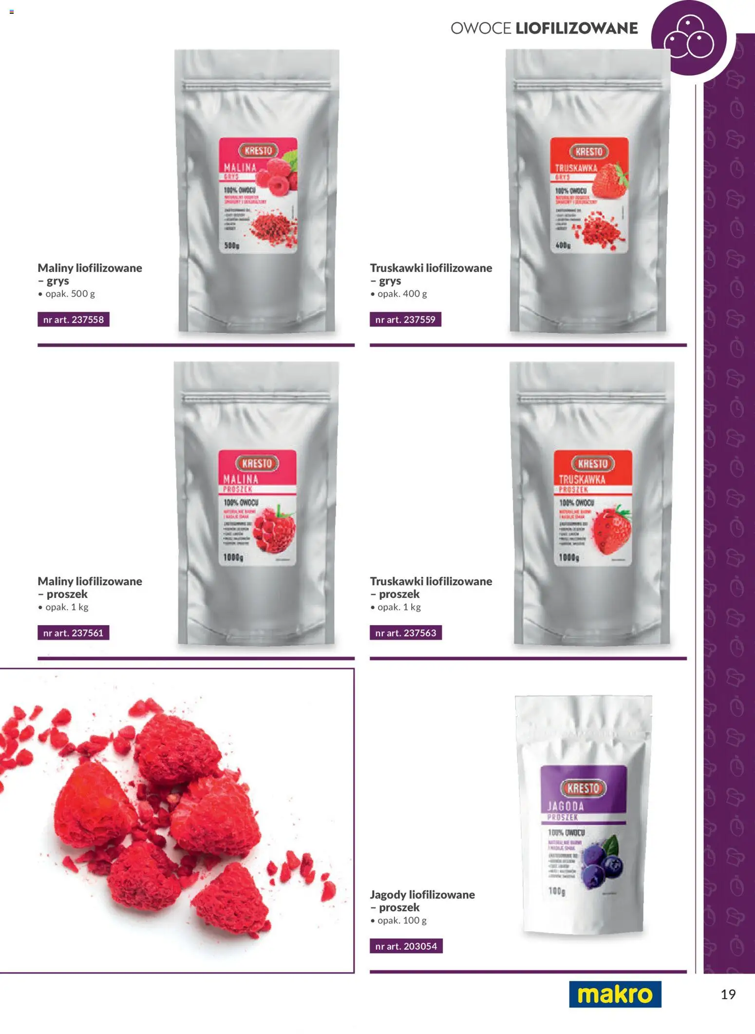 Makro Gazetka - Smart Chef Warzywa i Owoce od 01.01.2026 | Strona: 19 | Produkty: Jagody, Owoce liofilizowane, Truskawki, Owoce