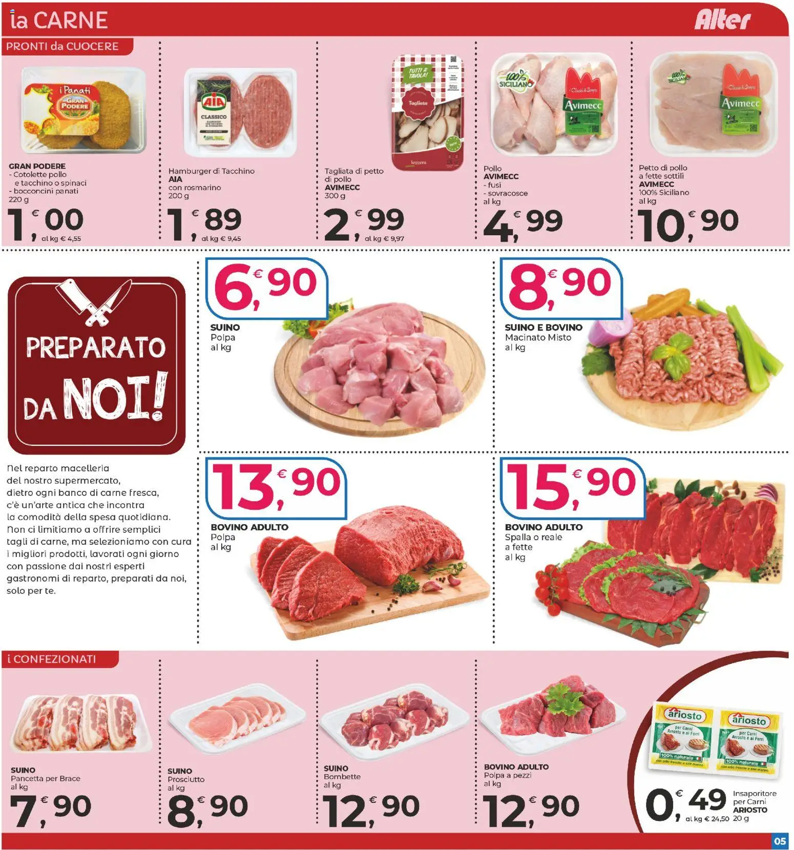 Volantino Alter Discount del 14.11.2025 | Pagina: 5 | Prodotti: Bovino, Rosmarino, Suino, Tacchino