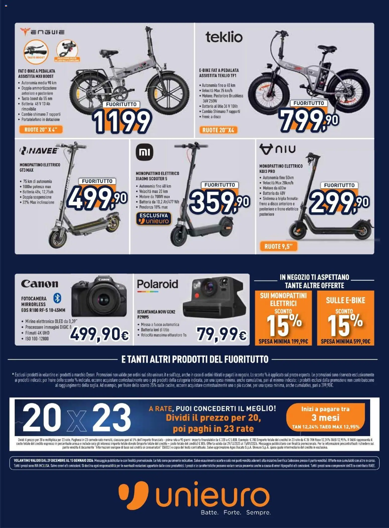 Volantino Unieuro del 29.12.2025 | Pagina: 27 | Prodotti: Xiaomi, Disco, Batteria, Monopattino elettrico