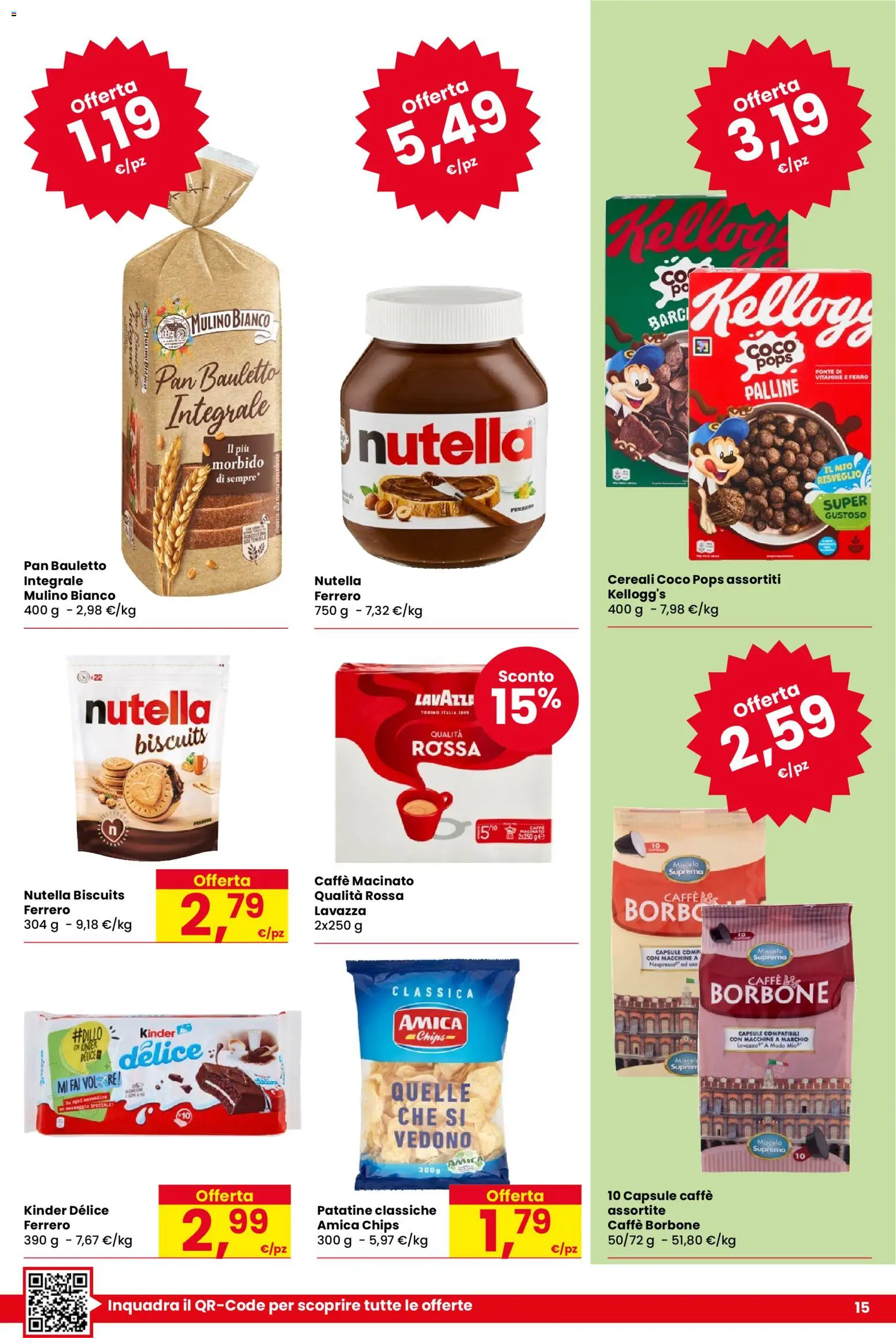 Volantino Despar del 26.03.2026 | Pagina: 15 | Prodotti: Caffè, Cereali, Patatine, Lavazza
