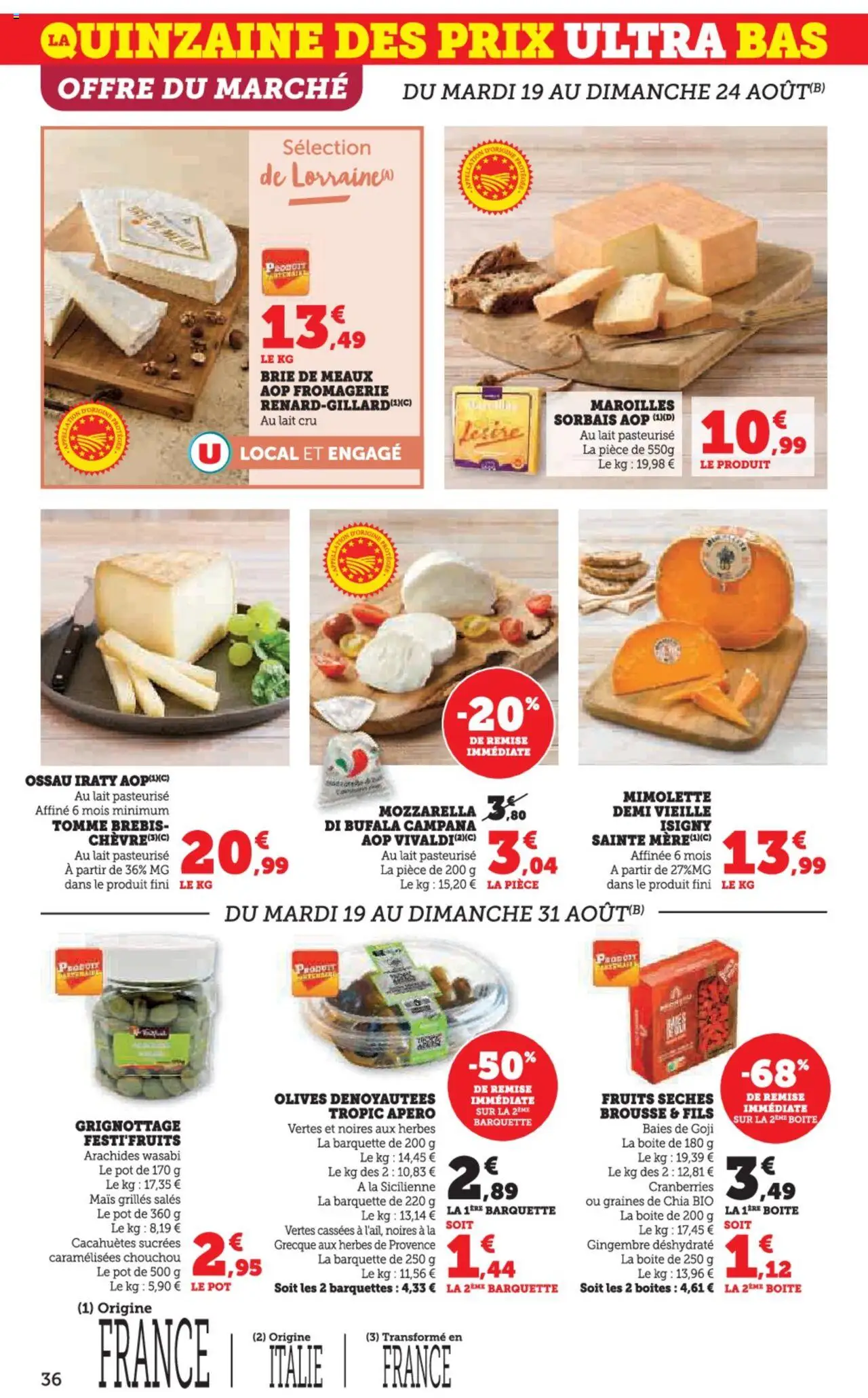  | Page: 36 | Produits: Chouchou, Mozzarella, Brie de meaux aop, Gingembre