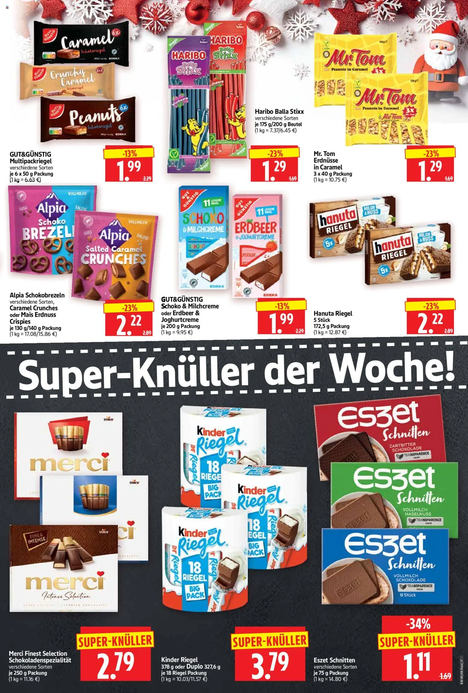 HERKULES Prospekt 	 – gültig ab 01.12.2025 | Seite: 17 | Produkte: Erdnüsse, Milch, Schokolade, Kinder riegel
