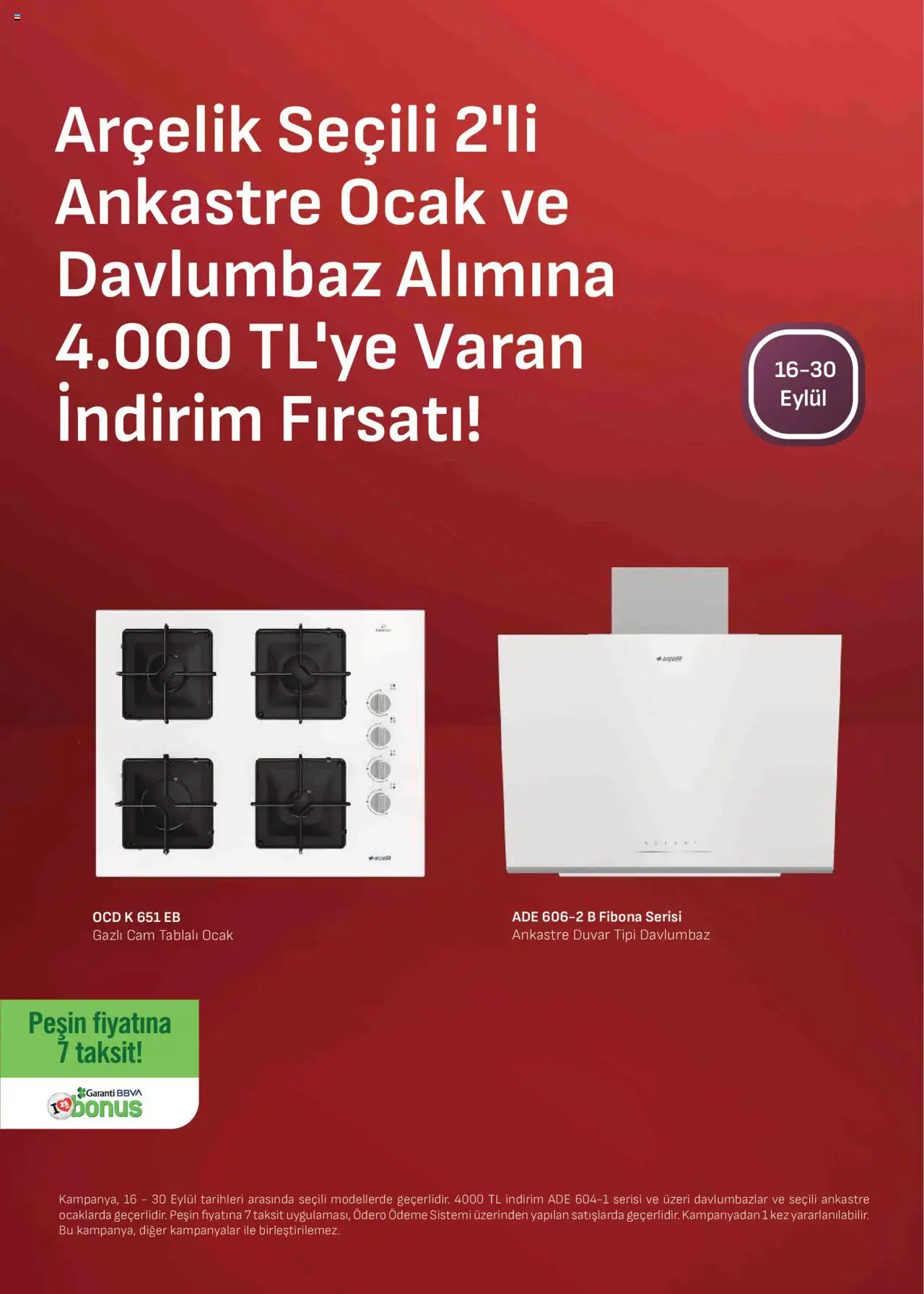 Arçelik Ankastre Kataloğu - 16.09.2025 tarihinden itibaren geçerlidir | Sayfa: 4 | Ürünler: Davlumbaz, Ocak