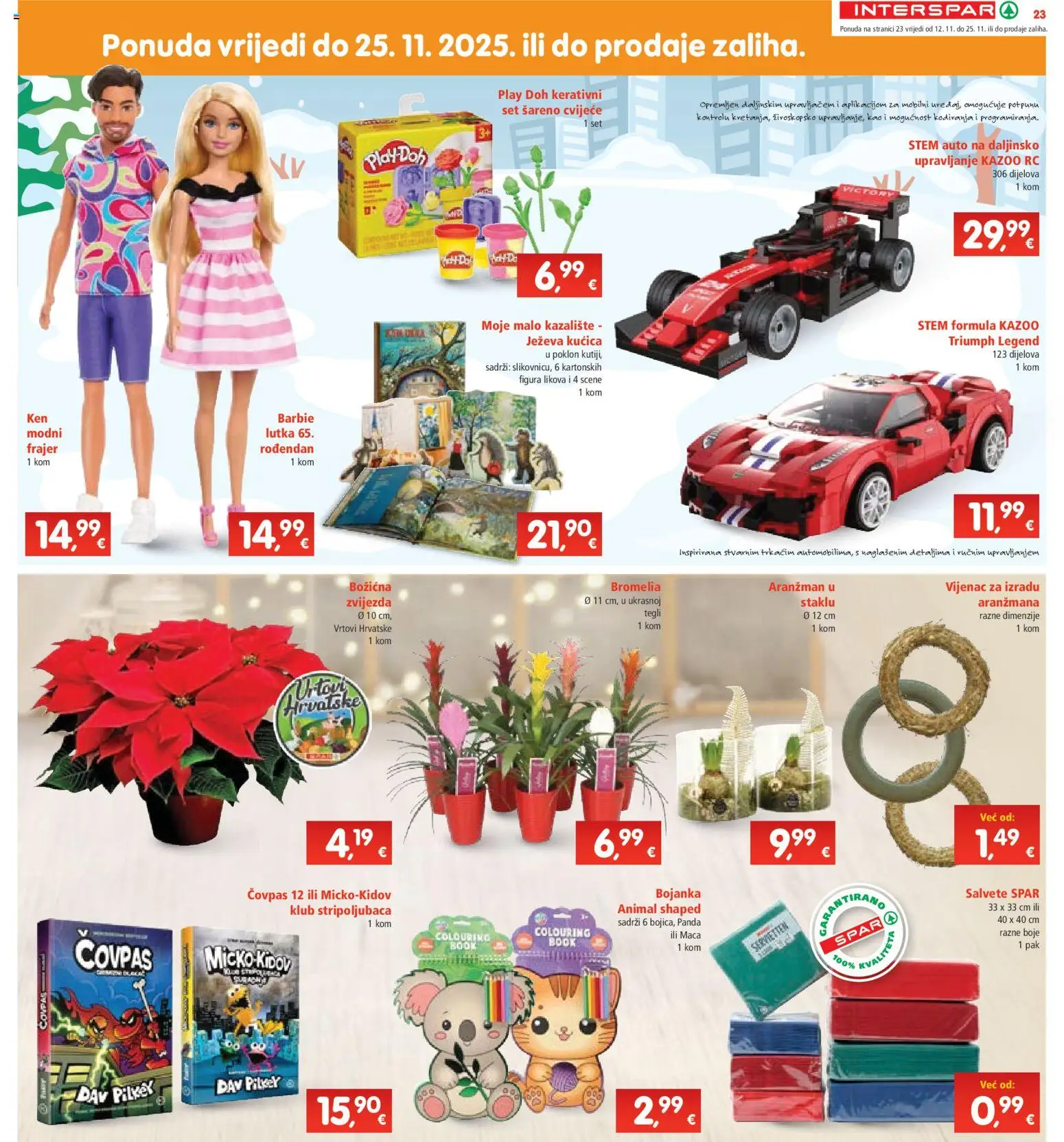Interspar katalog | vrijedi od 12.11.2025 | Stranica: 28 | Proizvodi: Barbie, Lutka, Cvijeće, Salvete