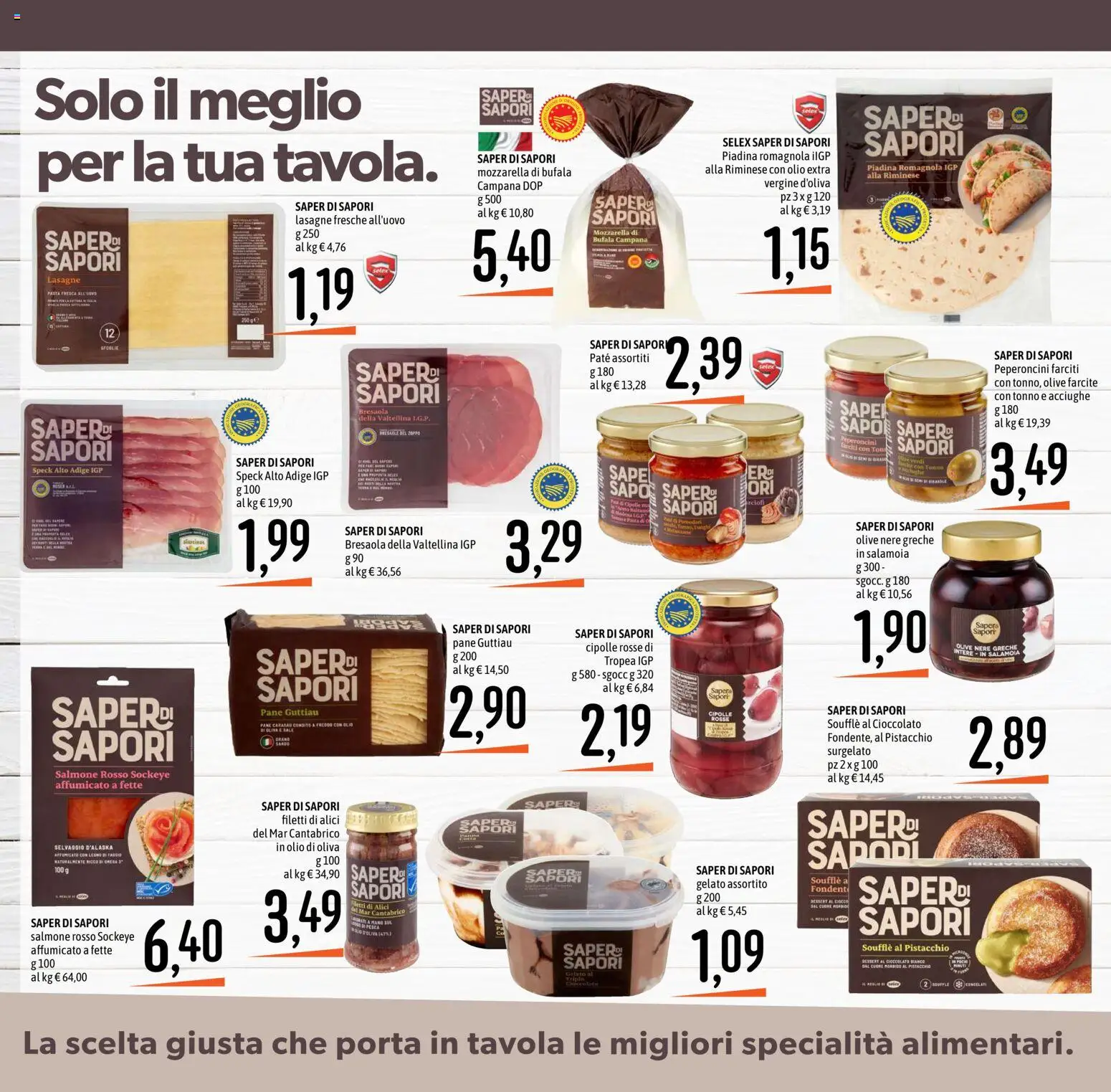 Volantino Emisfero del 26.03.2026 | Pagina: 14 | Prodotti: Salmone, Mozzarella, Pesca, Acciughe