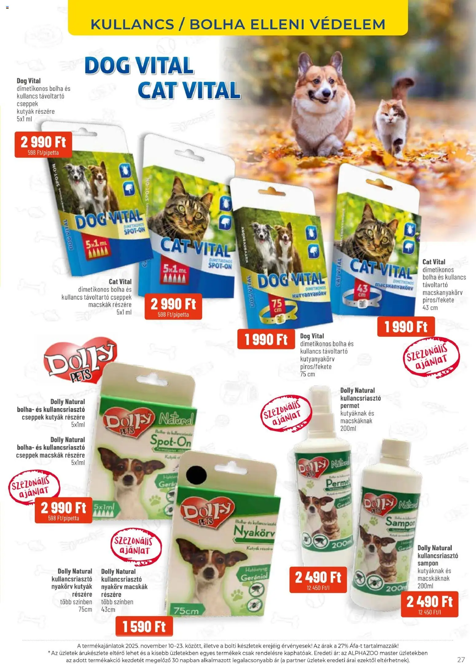 AlphaZoo akciós ujság - amely érvényes a következő dátumtól: 10.11.2025 | Oldal: 27 | Termékek: Kullancsriasztó, Sampon