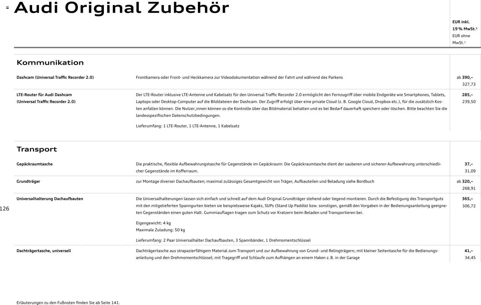 Audi Q3 – gültig ab 29.01.2026 | Seite: 126