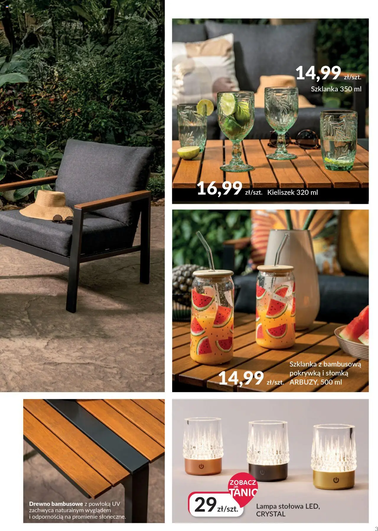 Salony Agata Gazetka - Ogród od 26.05.2025 | Strona: 3 | Produkty: Szklanka, Lampa