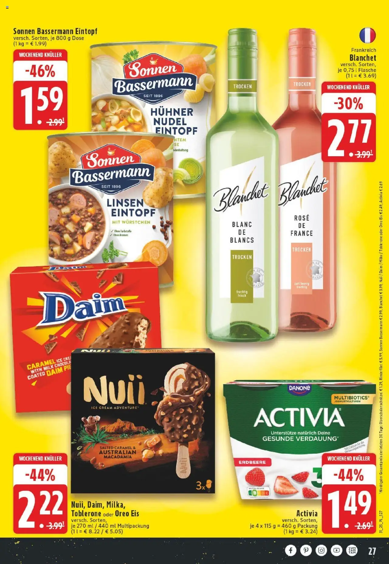 Edeka prospekt Düsseldorf	 - gültig ab dem 27.07.2025 | Seite: 27 | Produkte: Activia, Rinderfilet, Milka, Eis