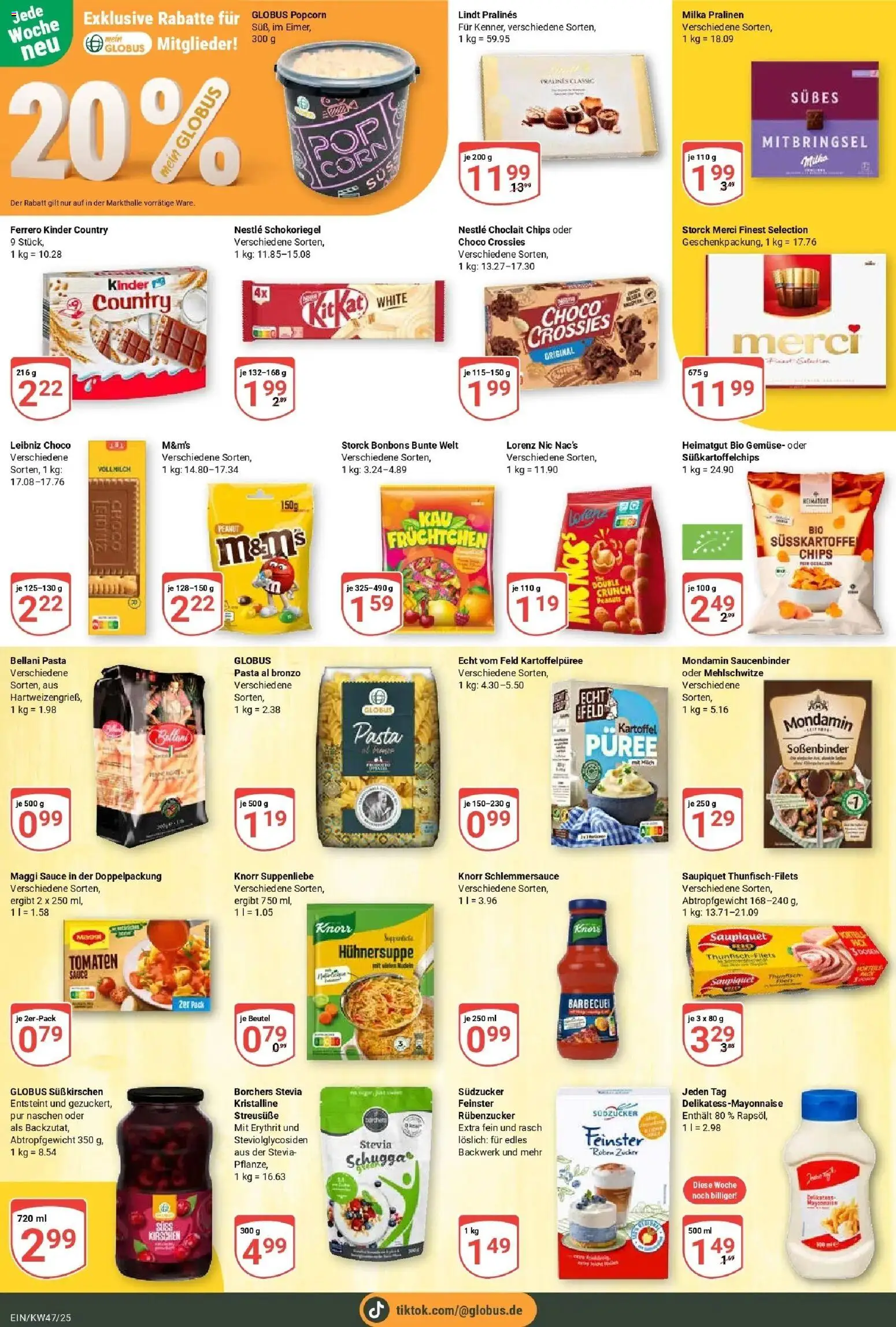 Globus prospekt Homburg-Einöd	 – gültig ab 17.11.2025 | Seite: 16 | Produkte: Merci, Tomaten, M&M's, Kinder country