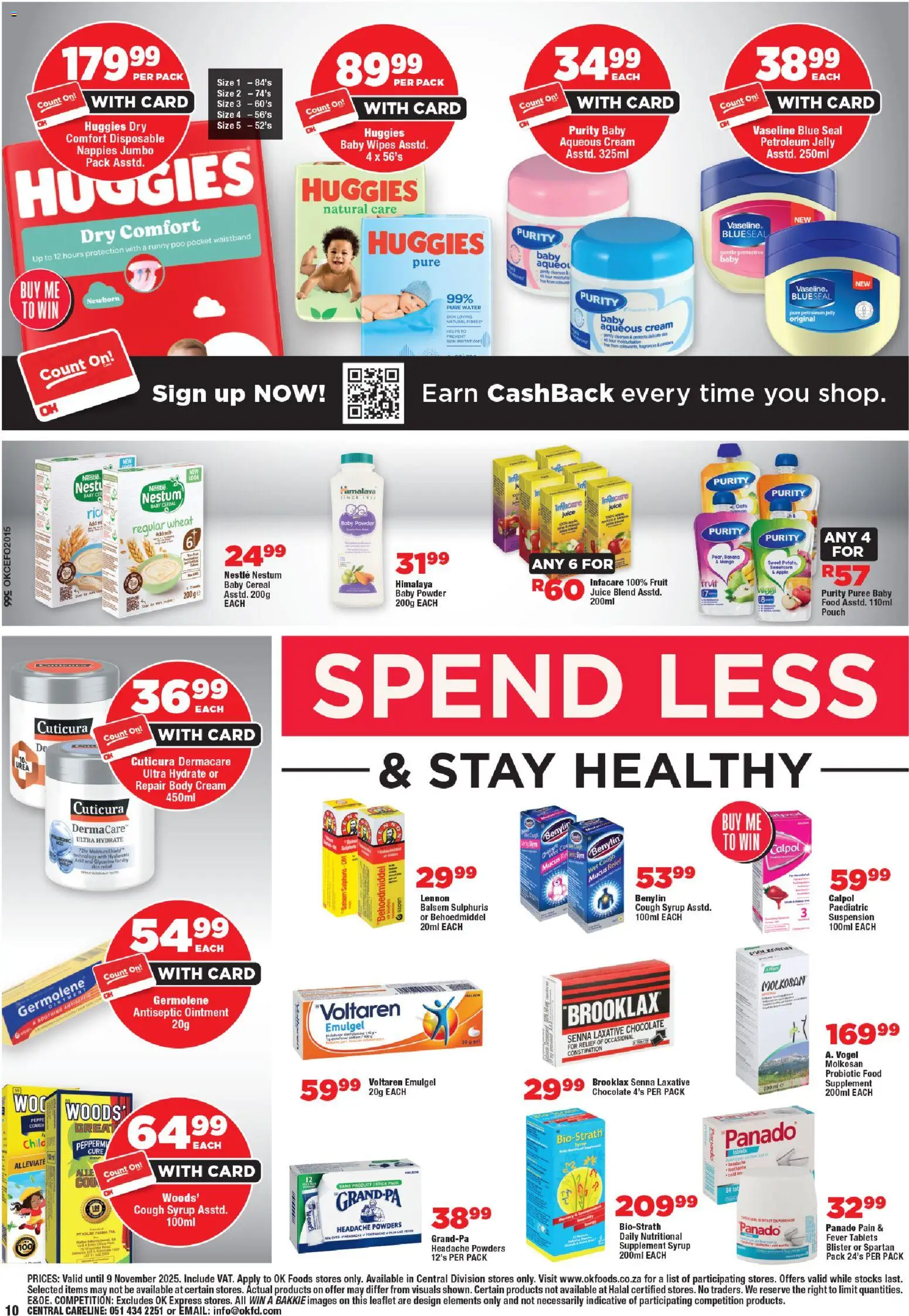 New OK Foods catalogue – valid from 24.10.2025 | Page: 10 | Products: Juice, Cream, Syrup, Nappies
