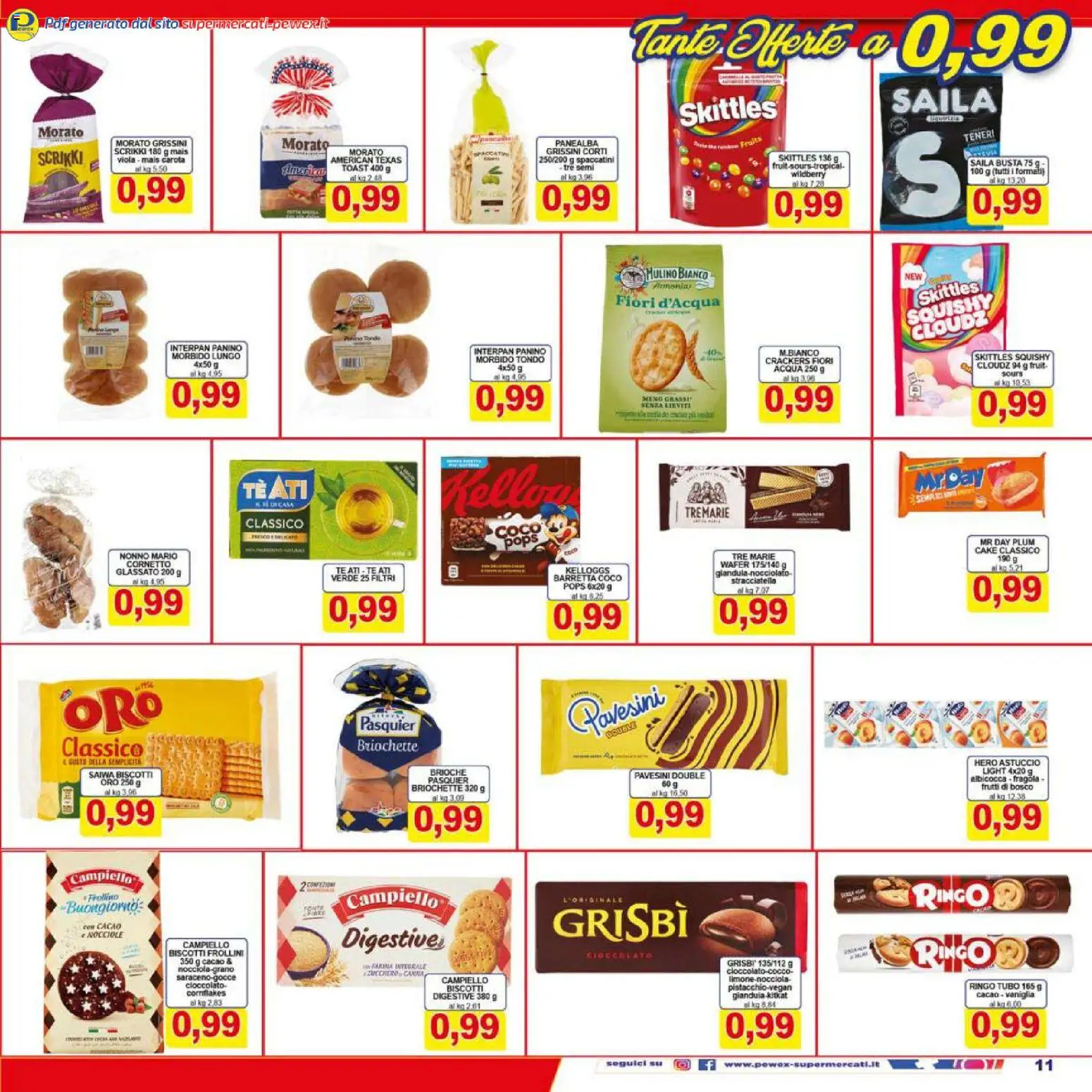 Volantino Pewex del 16.01.2026 | Pagina: 11 | Prodotti: Acqua, Nocciole, Cacao, Frollini