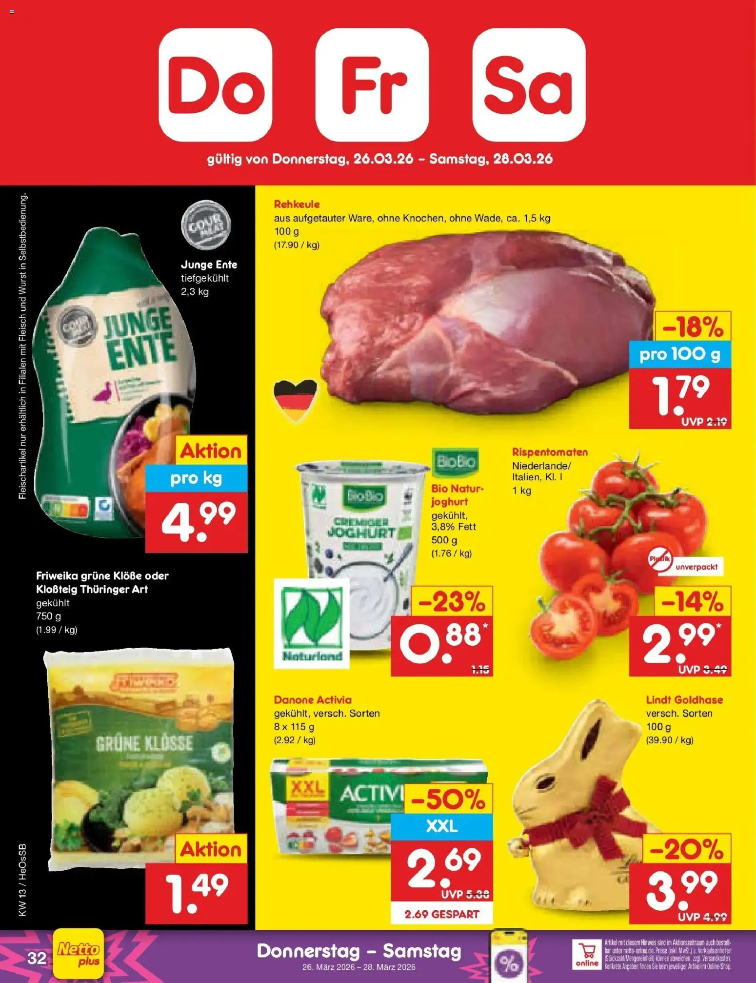 Netto Marken-Discount Prospekt Kröpelin	 – gültig ab 23.03.2026 | Seite: 38 | Produkte: Danone activia, Joghurt, Wurst, Fleisch