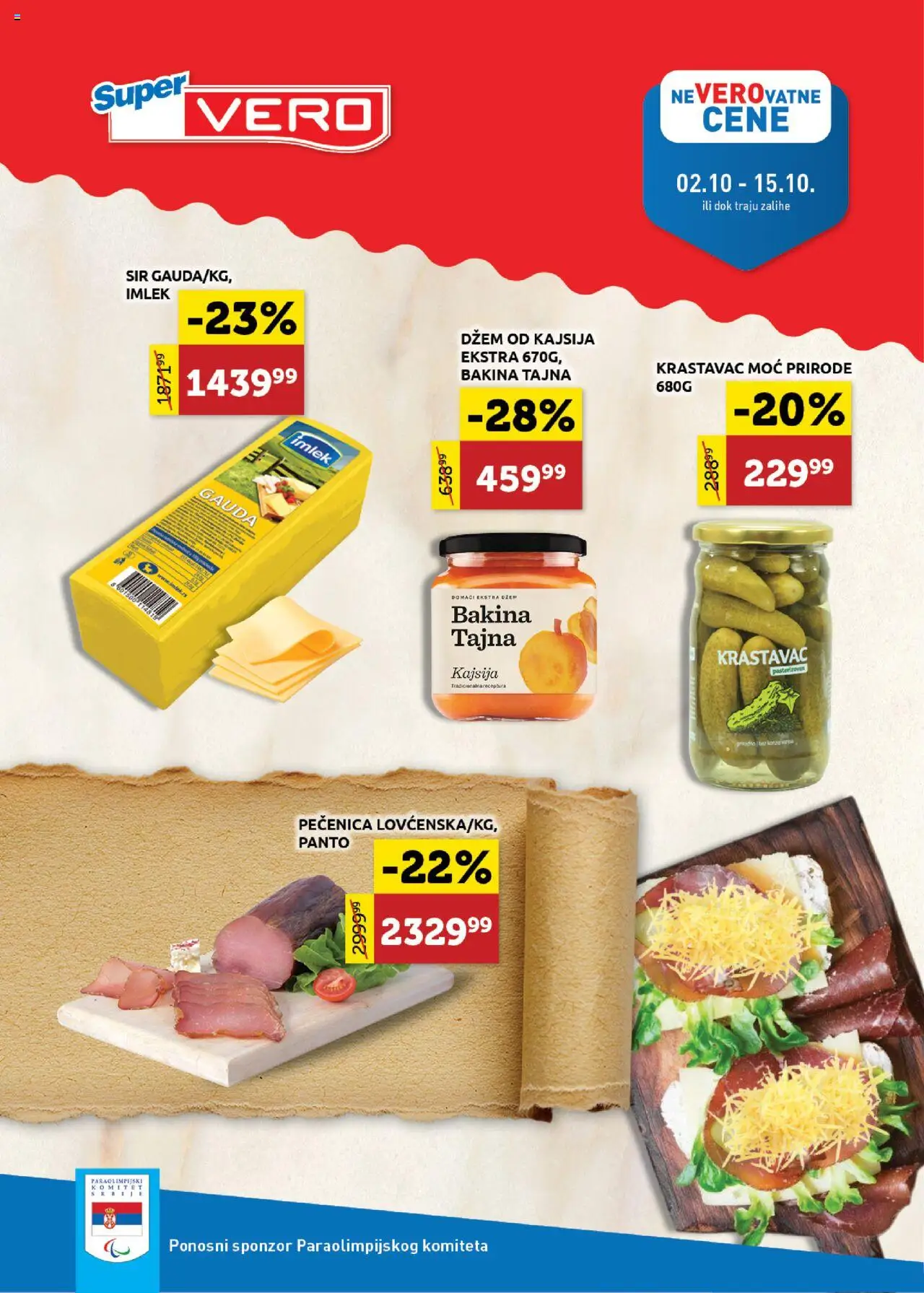 SuperVERO katalog - važi od 02.10.2025 | Strana: 1 | Proizvode: Dzem, Kajsija, Sir, Pečenica