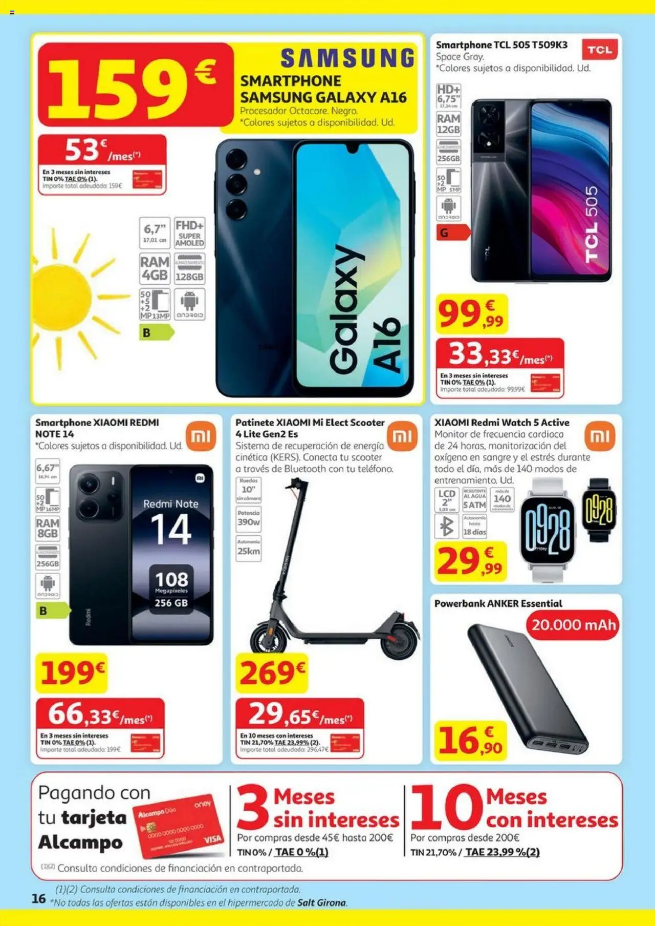 Alcampo - HP Nacional  │ válido desde el 14.08.2025 | Página: 16 | Productos: Smartphone Samsung, Smartphone Xiaomi, Patinete, Monitor