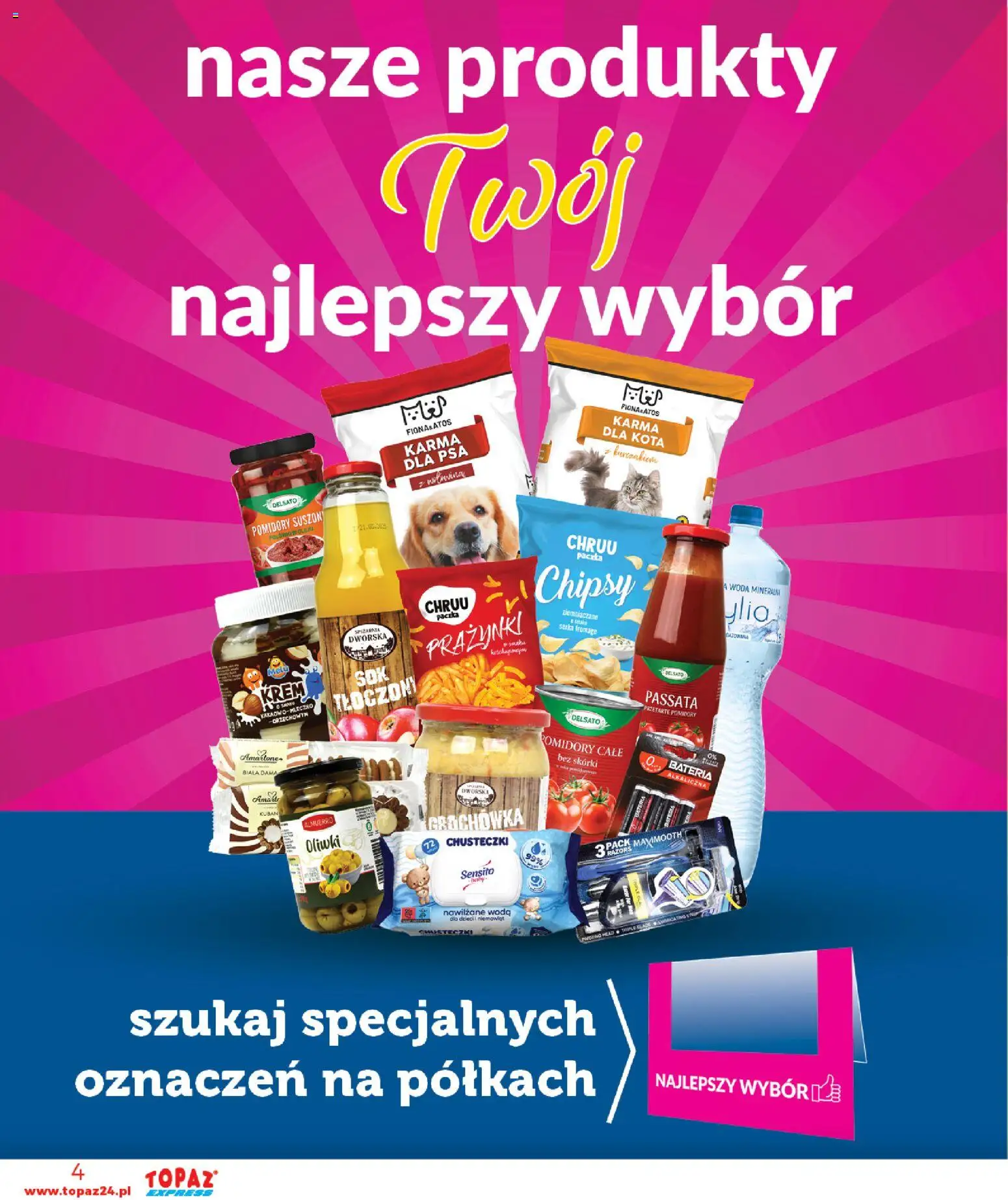 Topaz gazetka - Express od 23.04.2026 | Strona: 4 | Produkty: Chipsy, Bateria, Krem, Woda