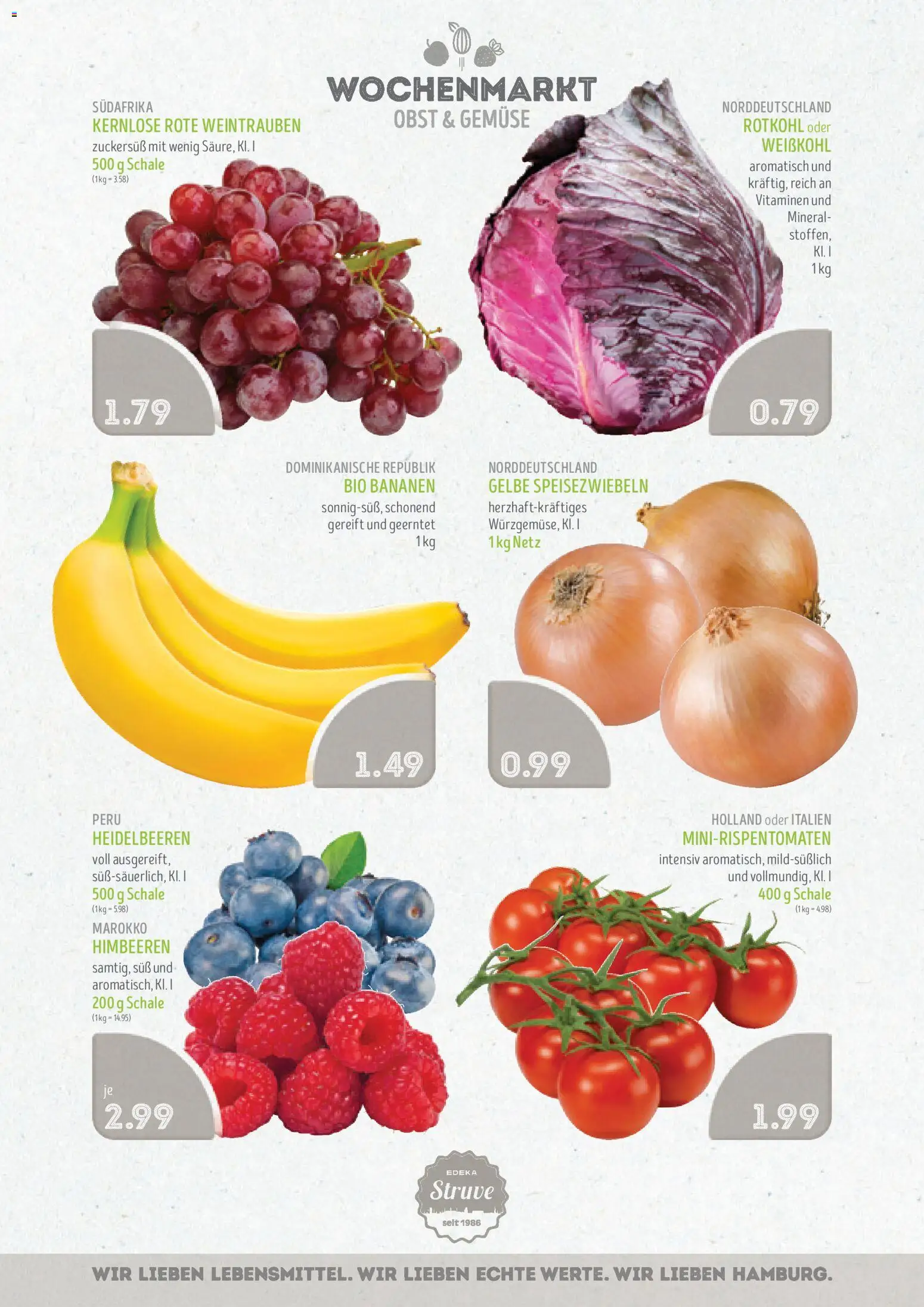 Edeka Struve Prospekt 	 – gültig ab 19.01.2026 | Seite: 4 | Produkte: Rotkohl, Bananen, Gemüse, Obst