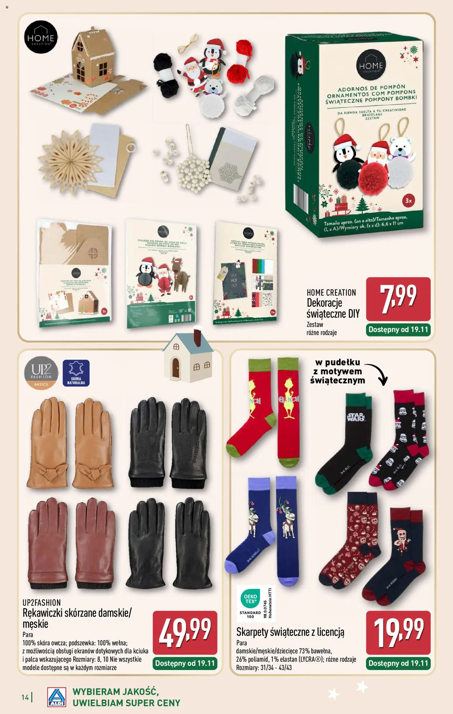 Aldi Gazetka - Katalog prezentowy od 03.11.2025 | Strona: 14 | Produkty: Skarpety, Rękawiczki